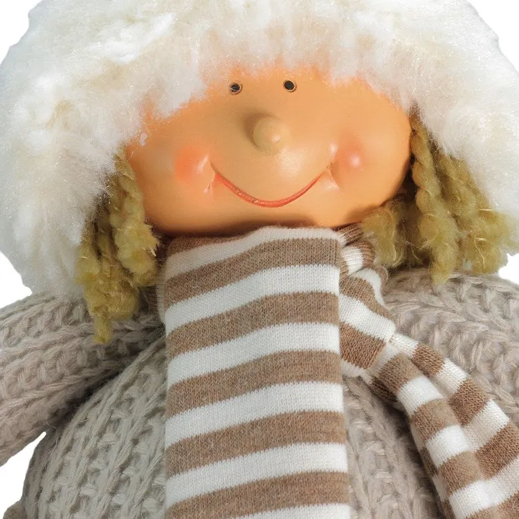 12" Gray and Brown Champagne Boy in Pants Christmas Tabletop Figure