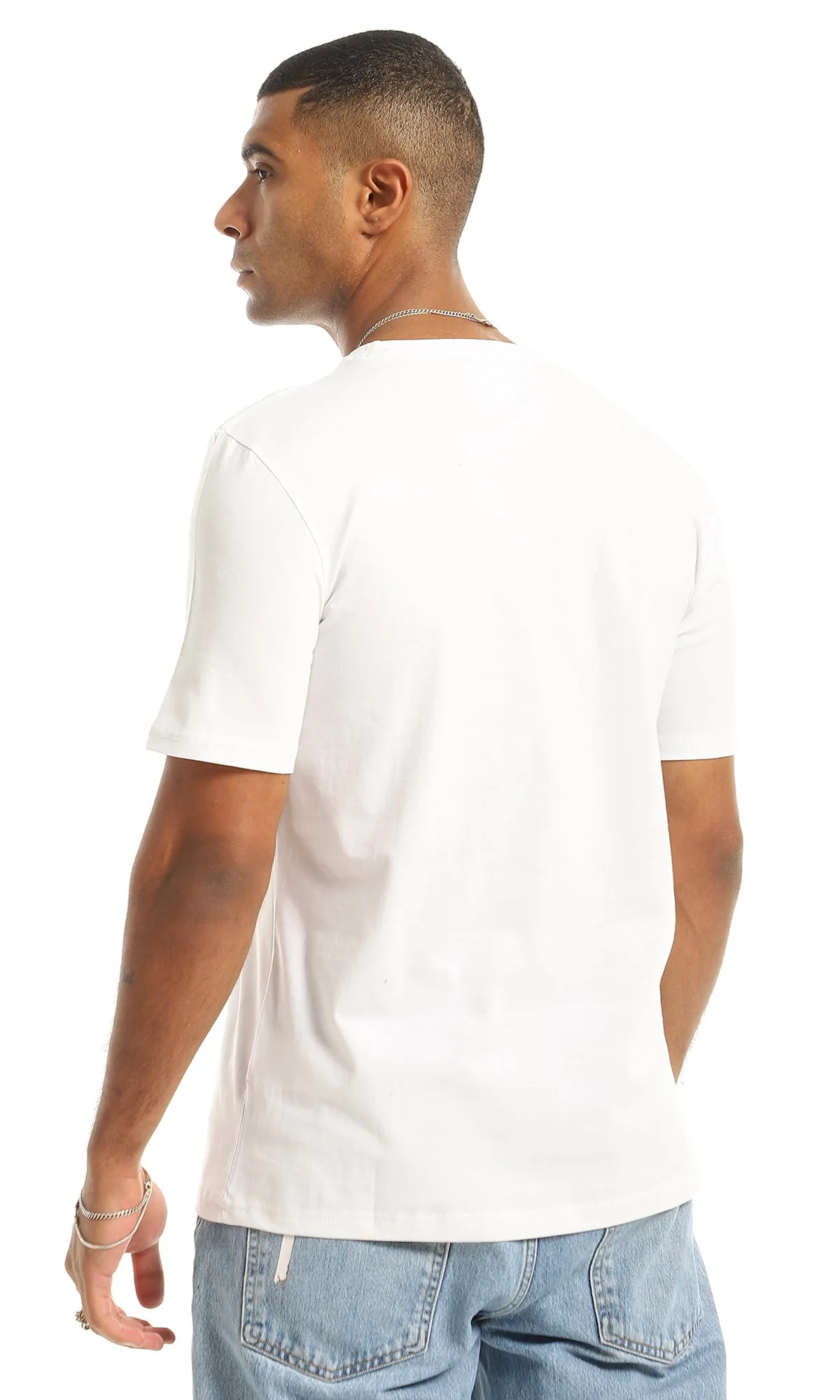 97383 Summer Printed White Slip On Tee