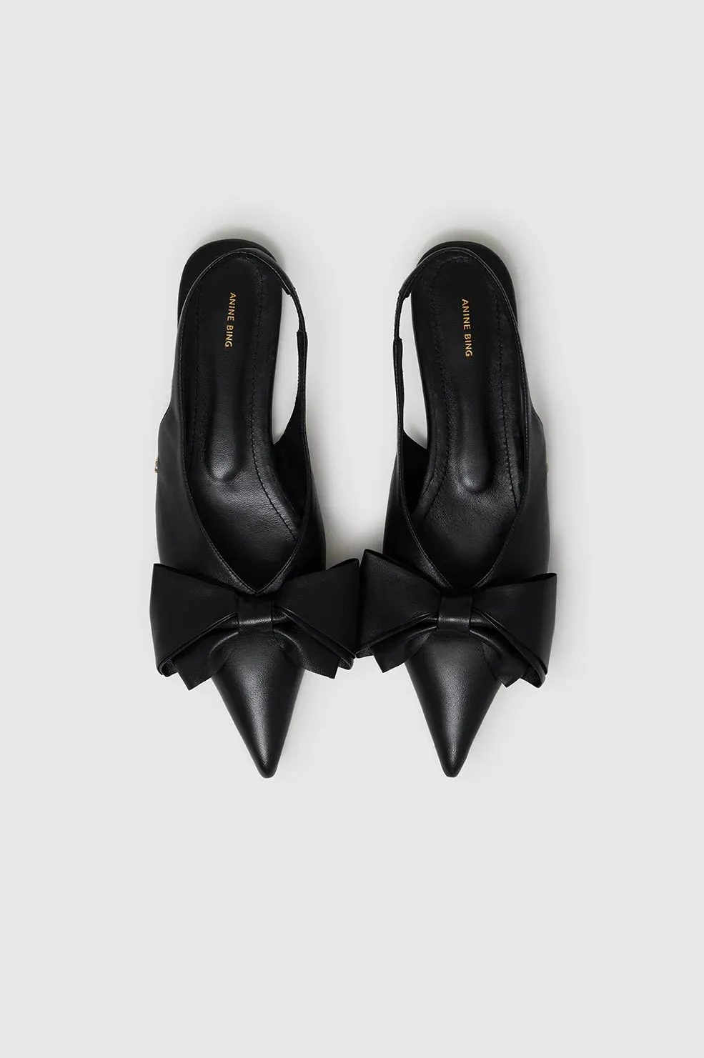 Anine Bing - Nina Slingback Flats with Bow in Black