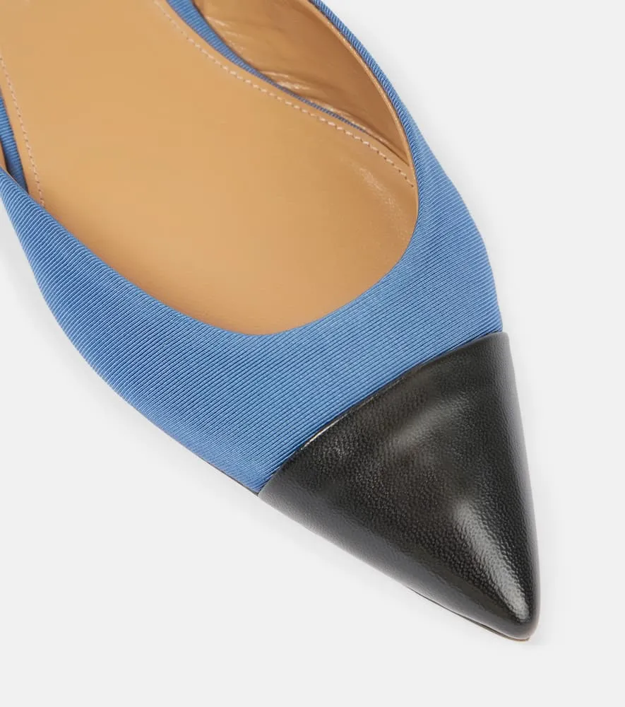 Aquazzura Milanese leather-trimmed slingback flats