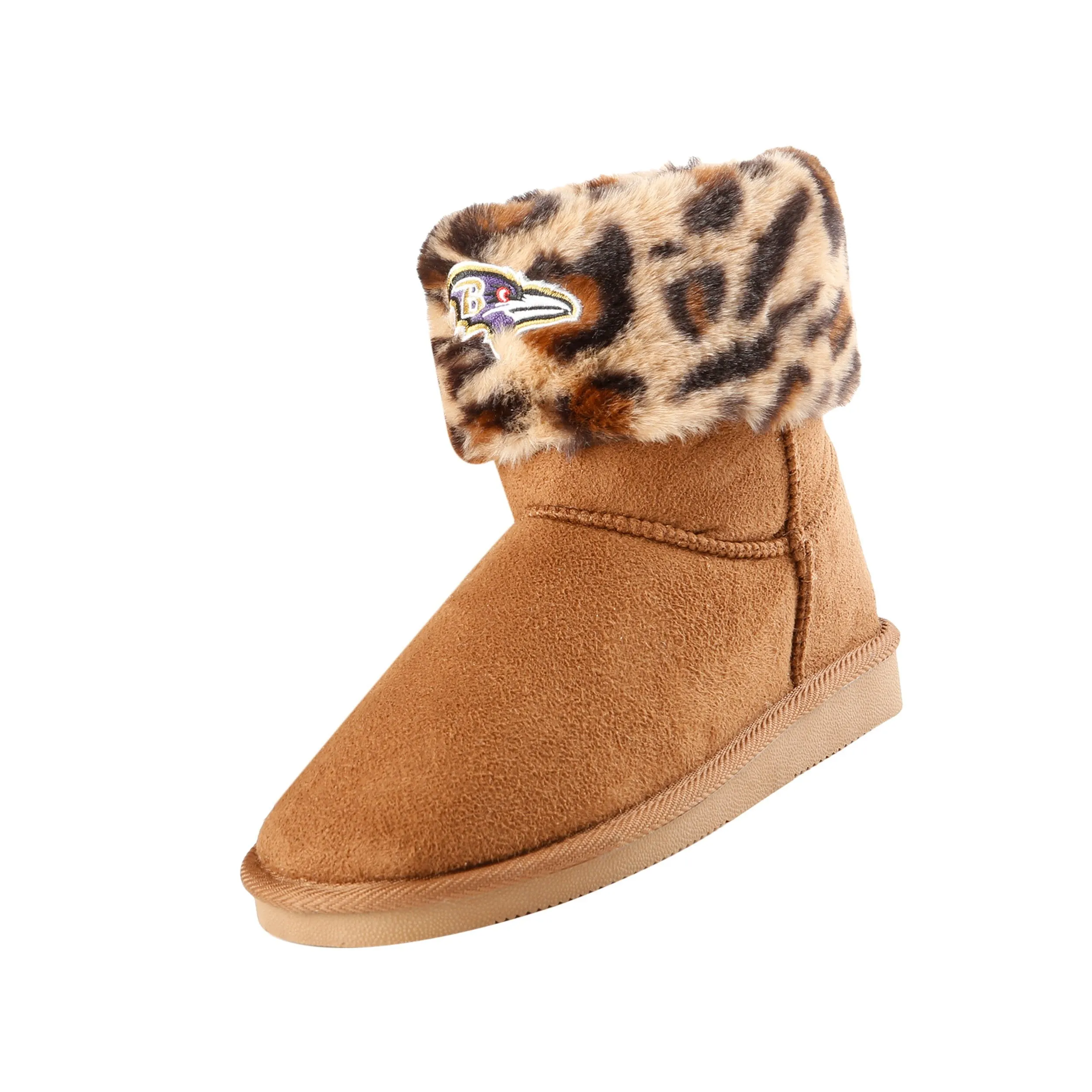Baltimore Ravens NFL Womens Cheetah Fur Boots