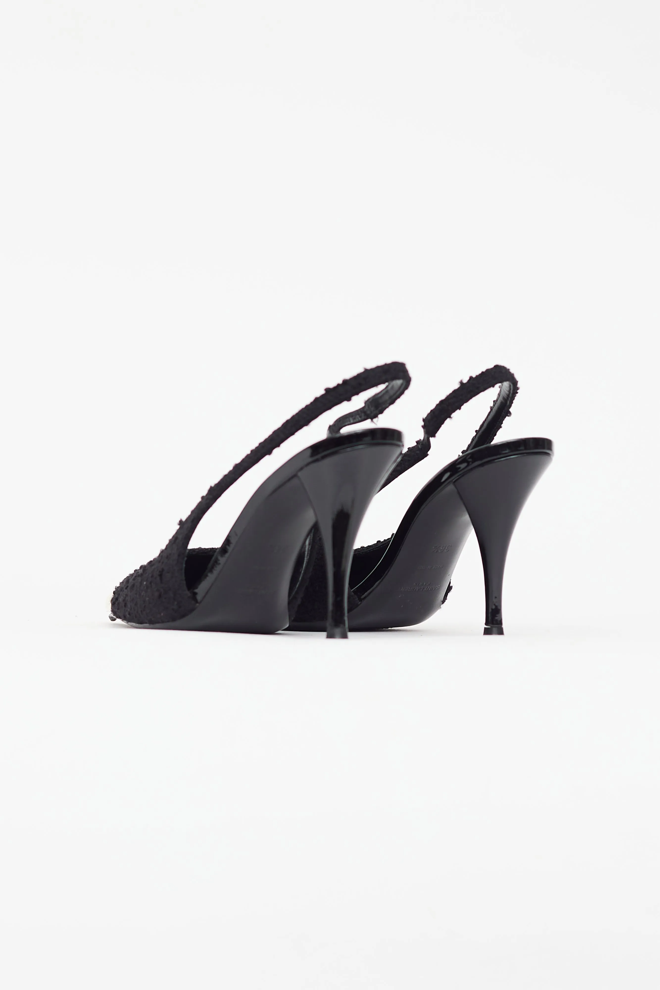 Black Boucle Vesper Pointed Toe Slingback Pump