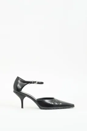 Black Leather D'Orsay Heel