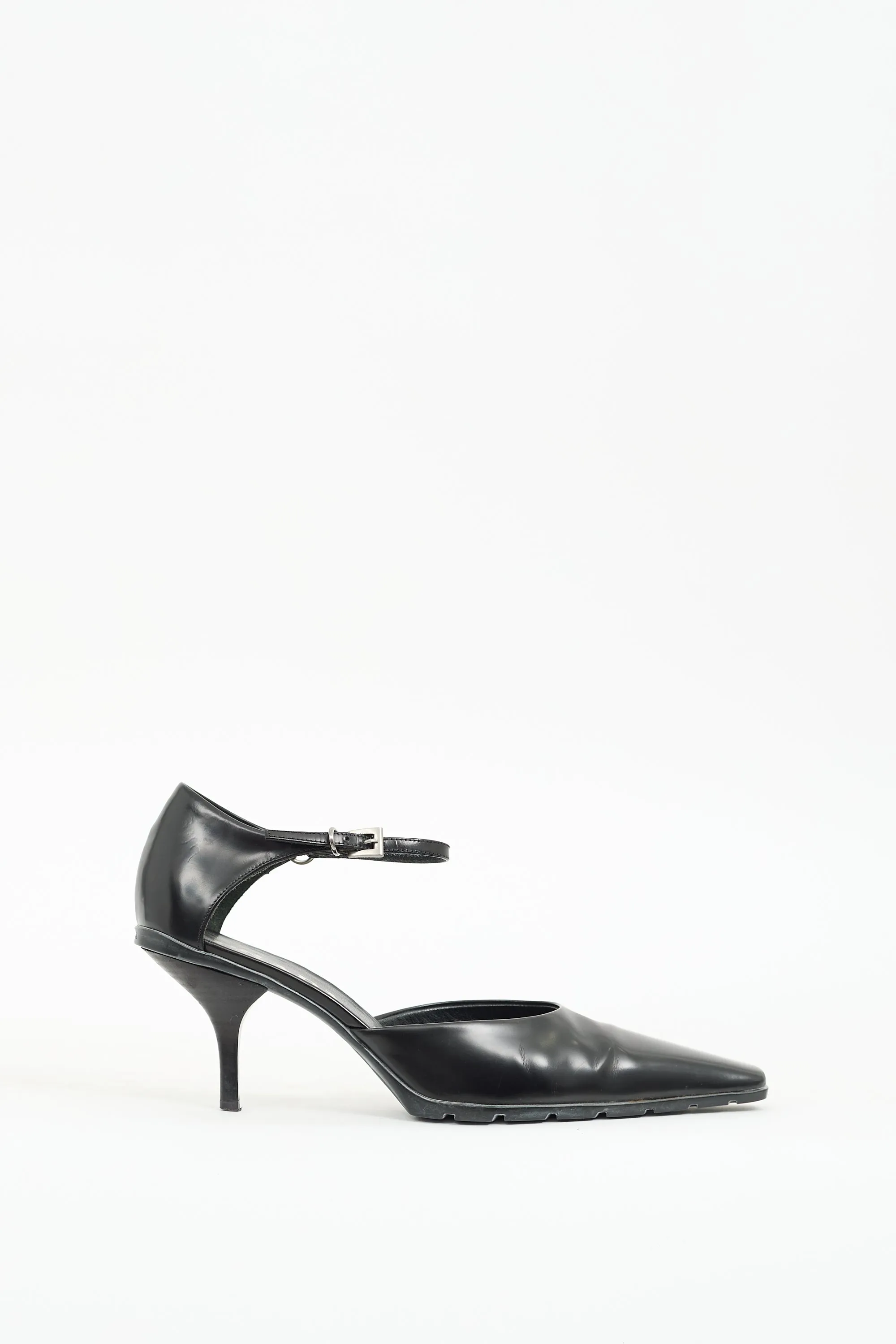 Black Leather D'Orsay Heel