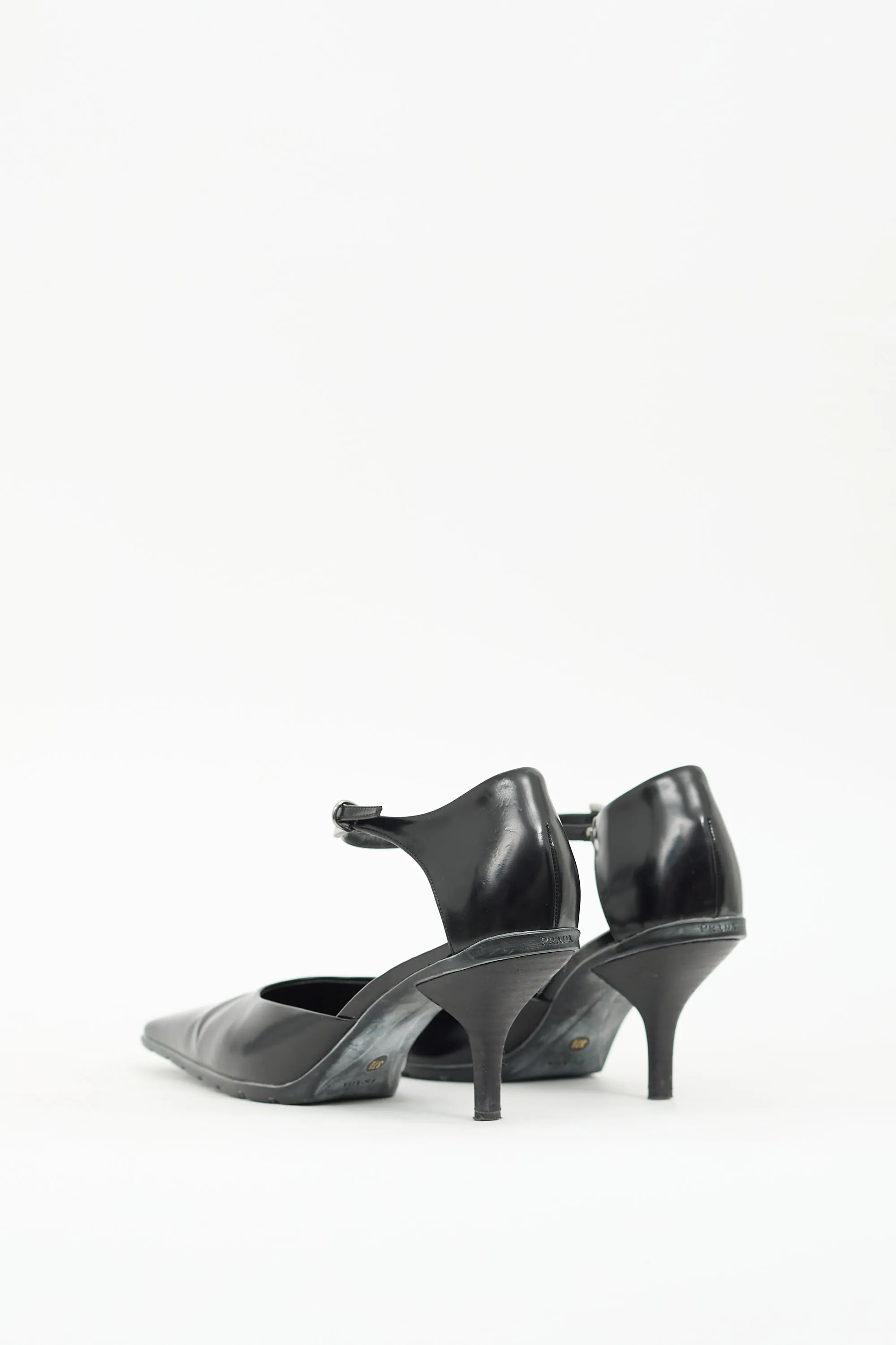 Black Leather D'Orsay Heel