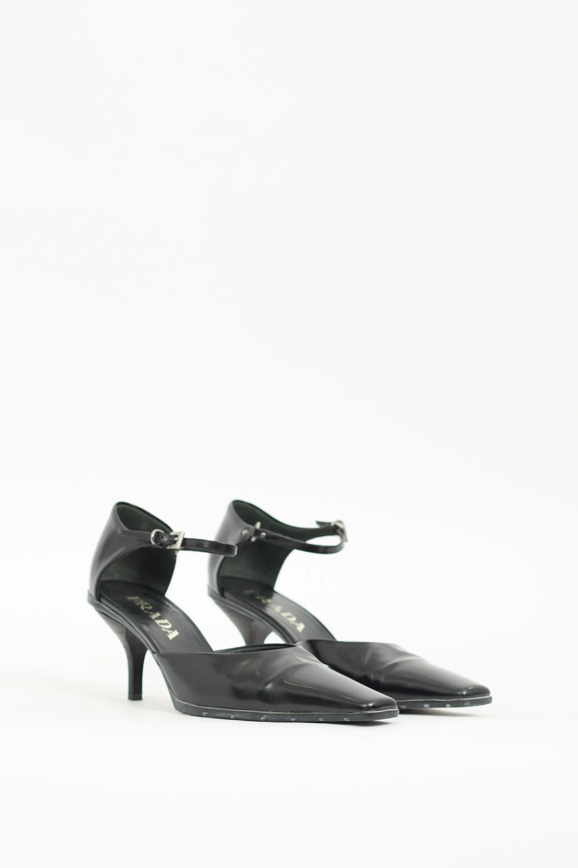 Black Leather D'Orsay Heel
