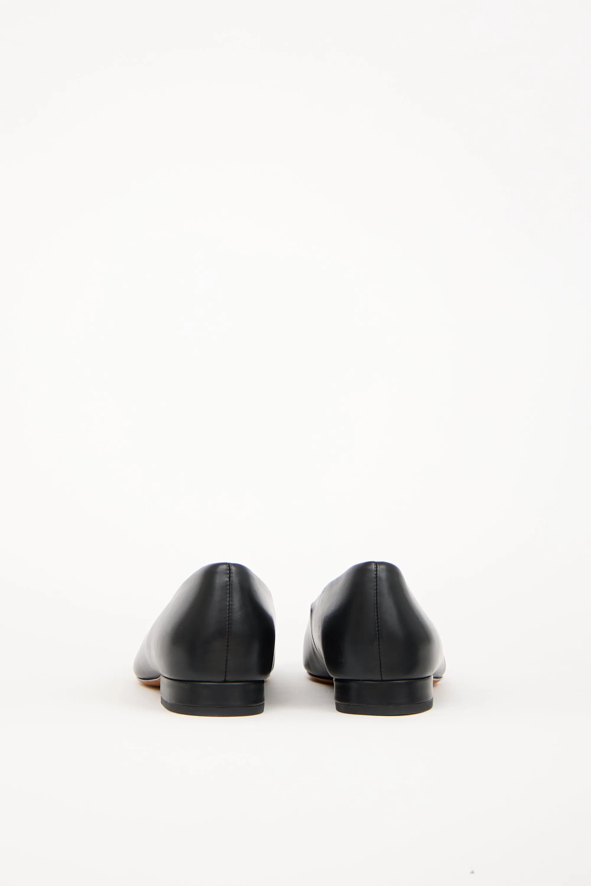 Black Leather Pointed Toe Isabel Flat