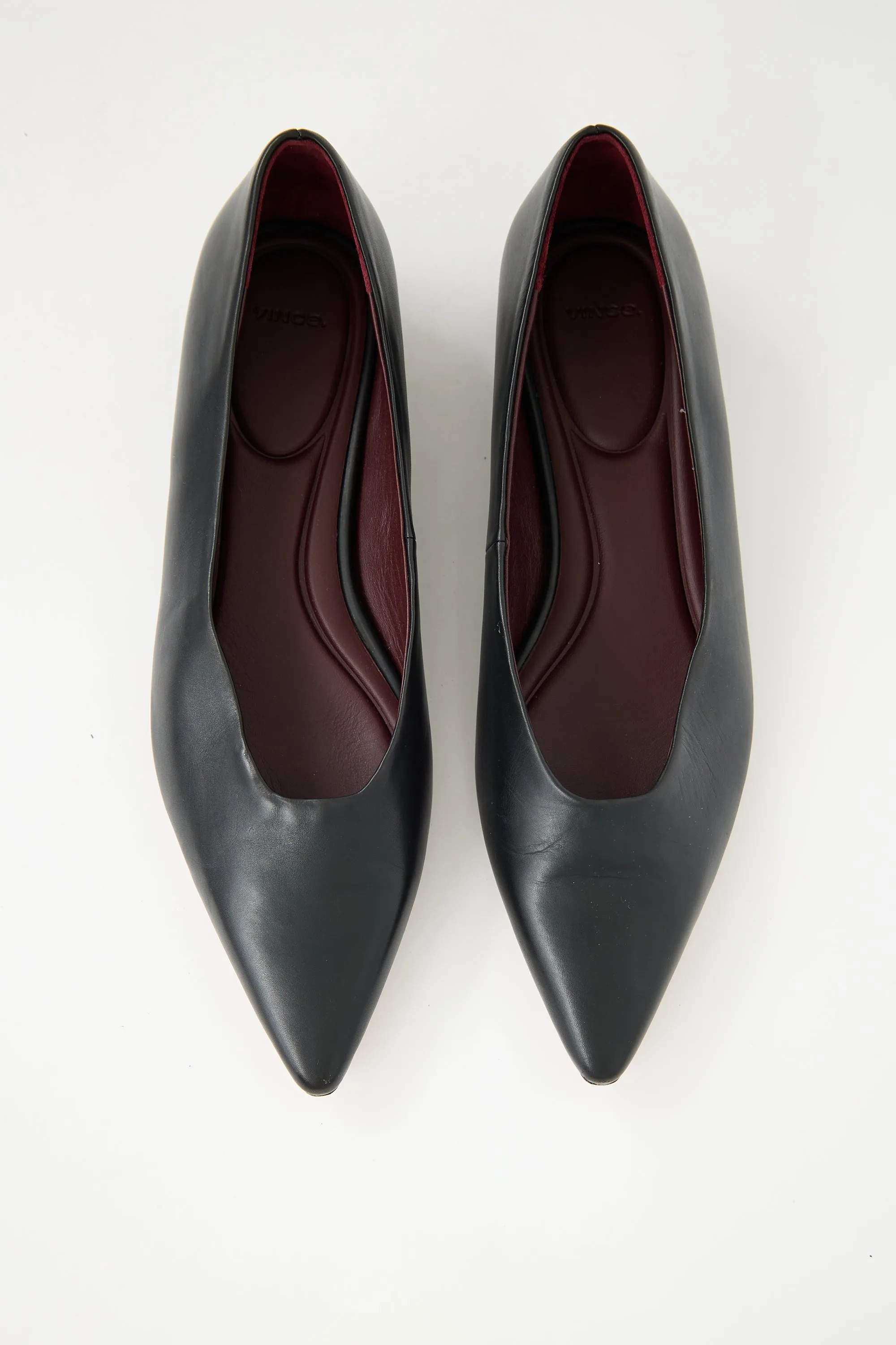 Black Leather Pointed Toe Isabel Flat