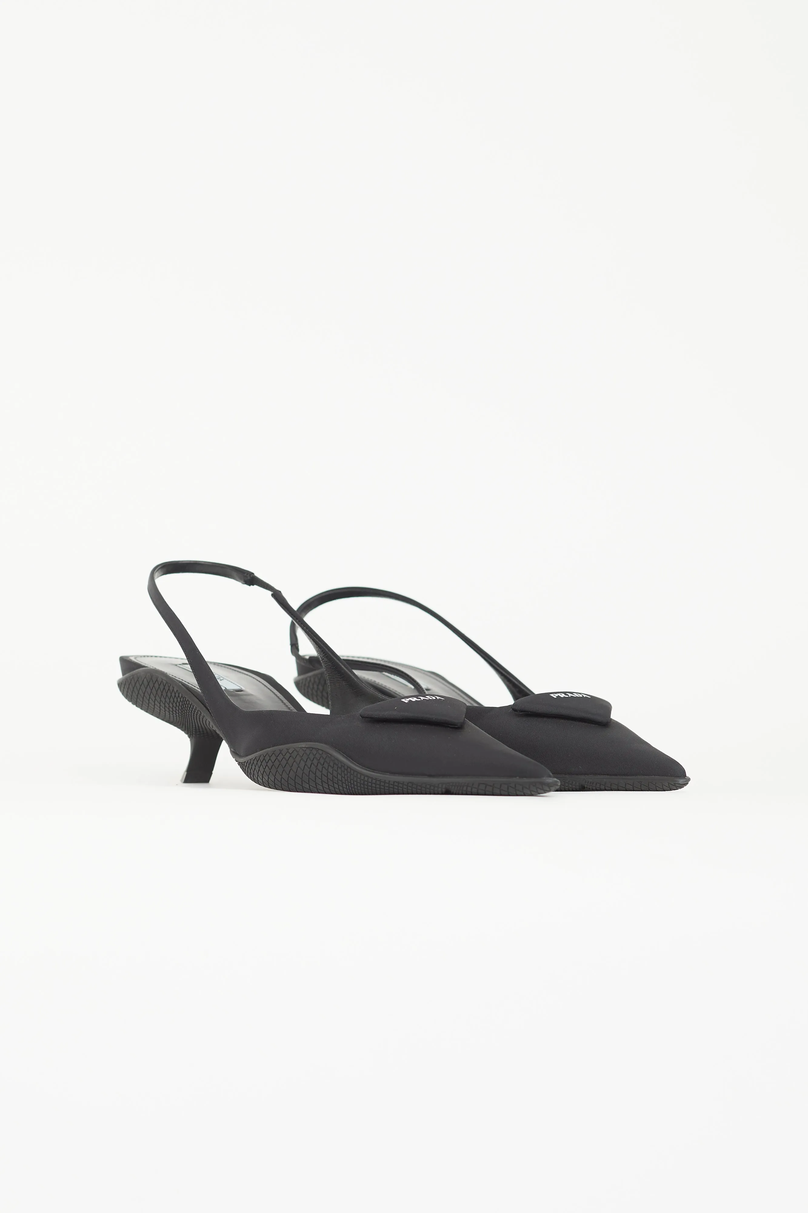 Black Nylon Soft Padded Slingback Heel