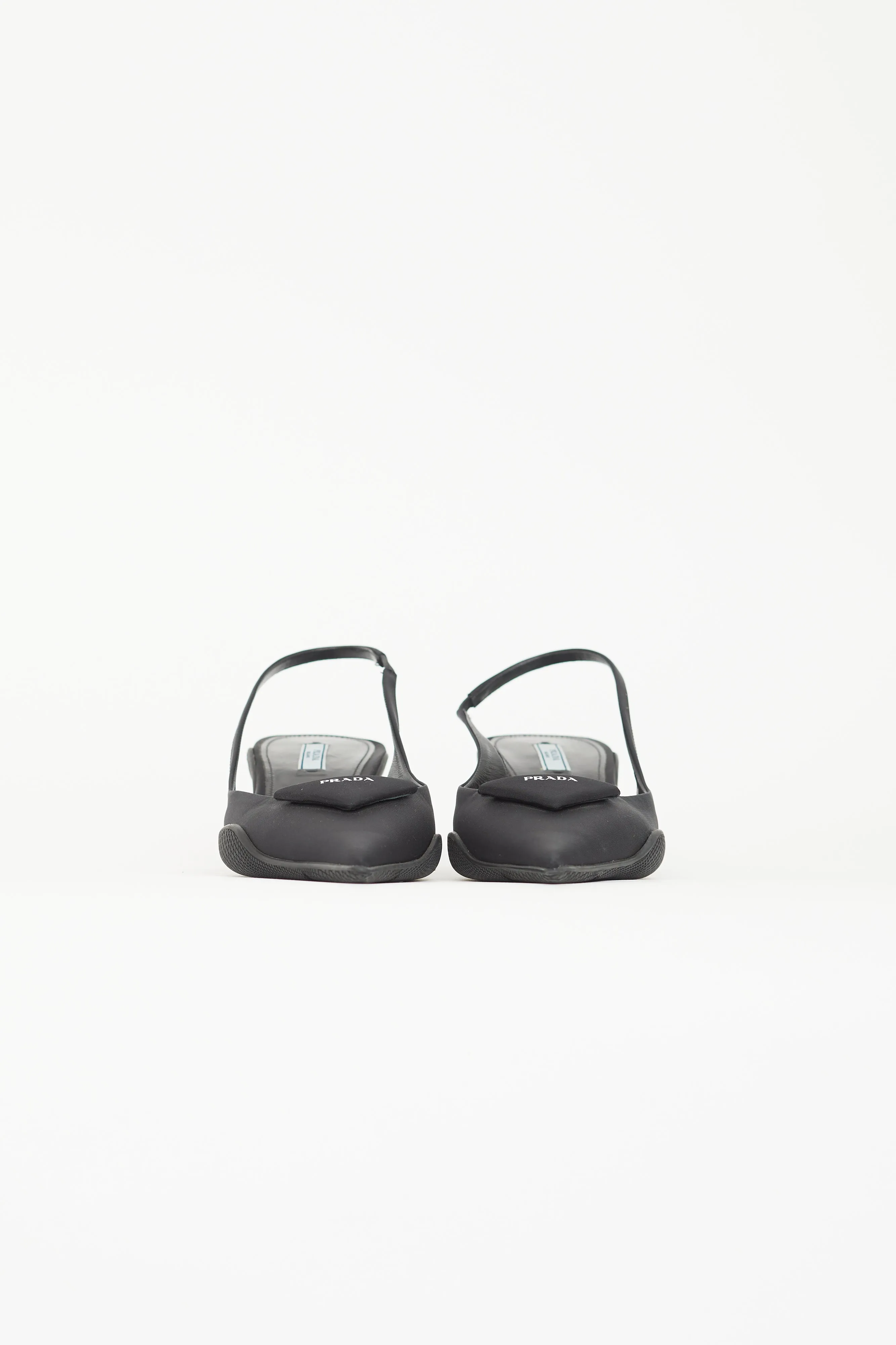 Black Nylon Soft Padded Slingback Heel