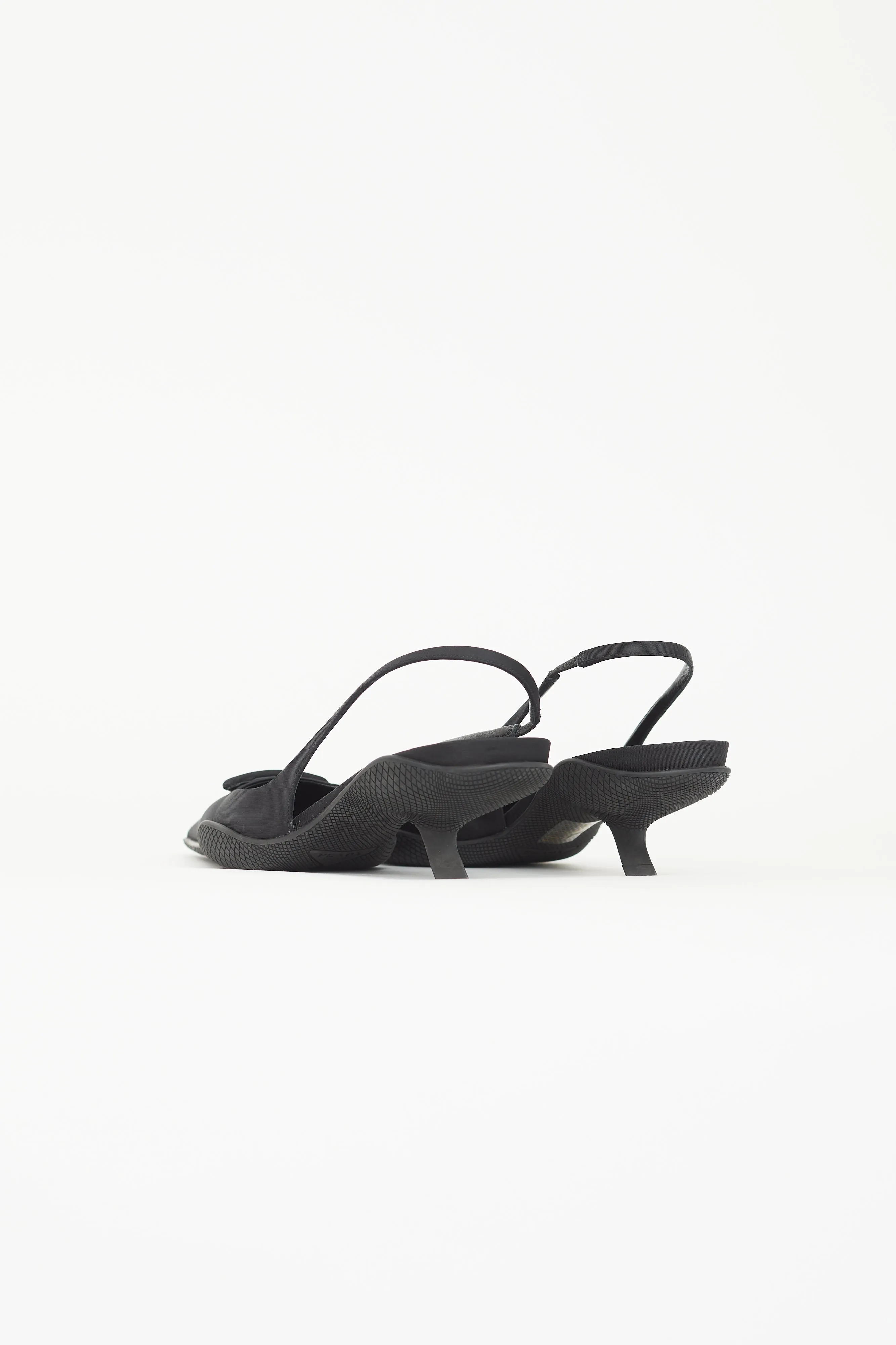 Black Nylon Soft Padded Slingback Heel