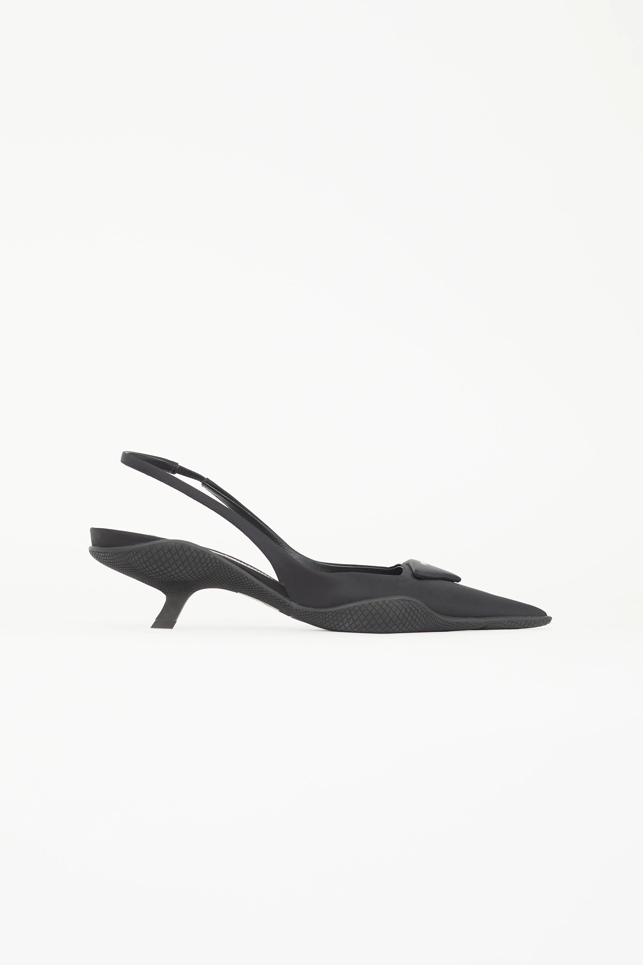 Black Nylon Soft Padded Slingback Heel