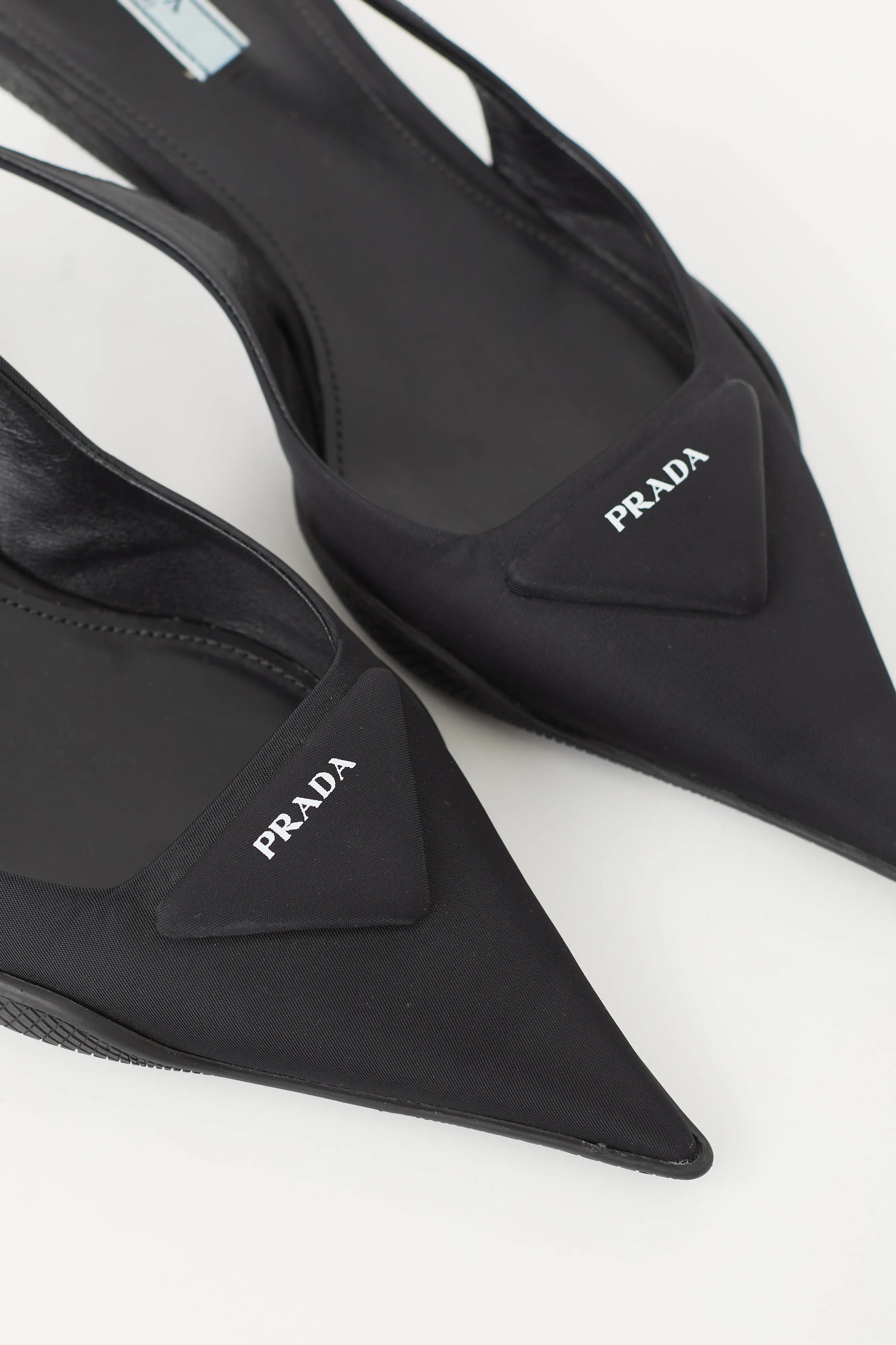 Black Nylon Soft Padded Slingback Heel