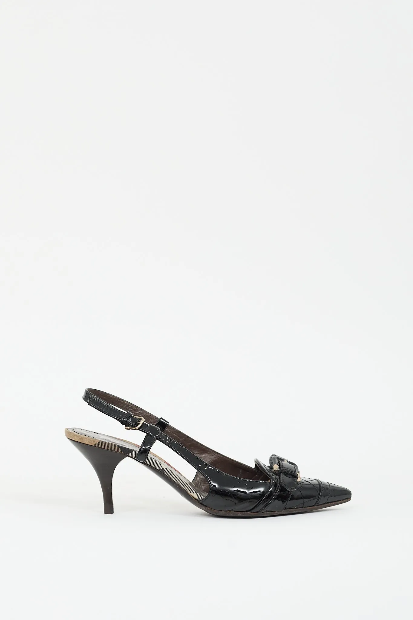 Black Patent Leather Buckle Pump