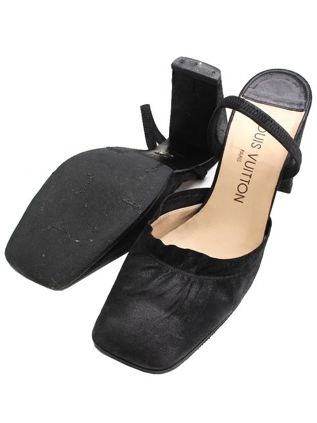 Black shirring leather slingback 37