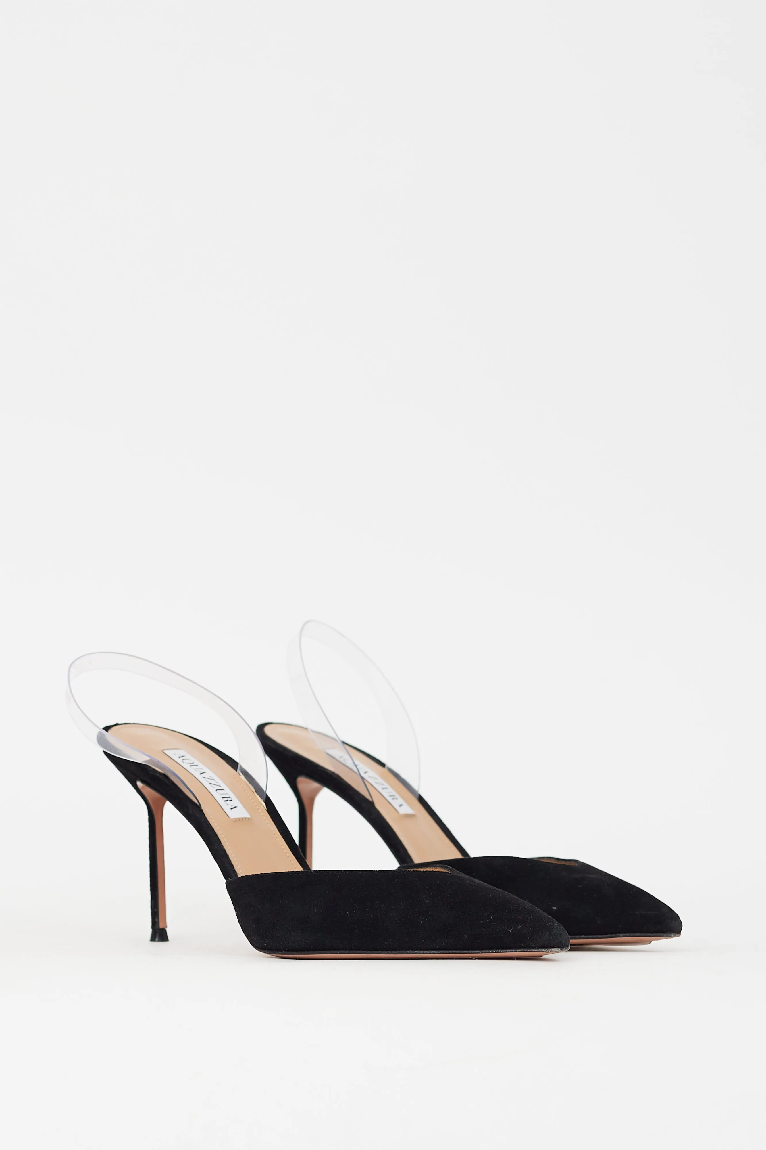 Black Suede V Plexi Sling Pump
