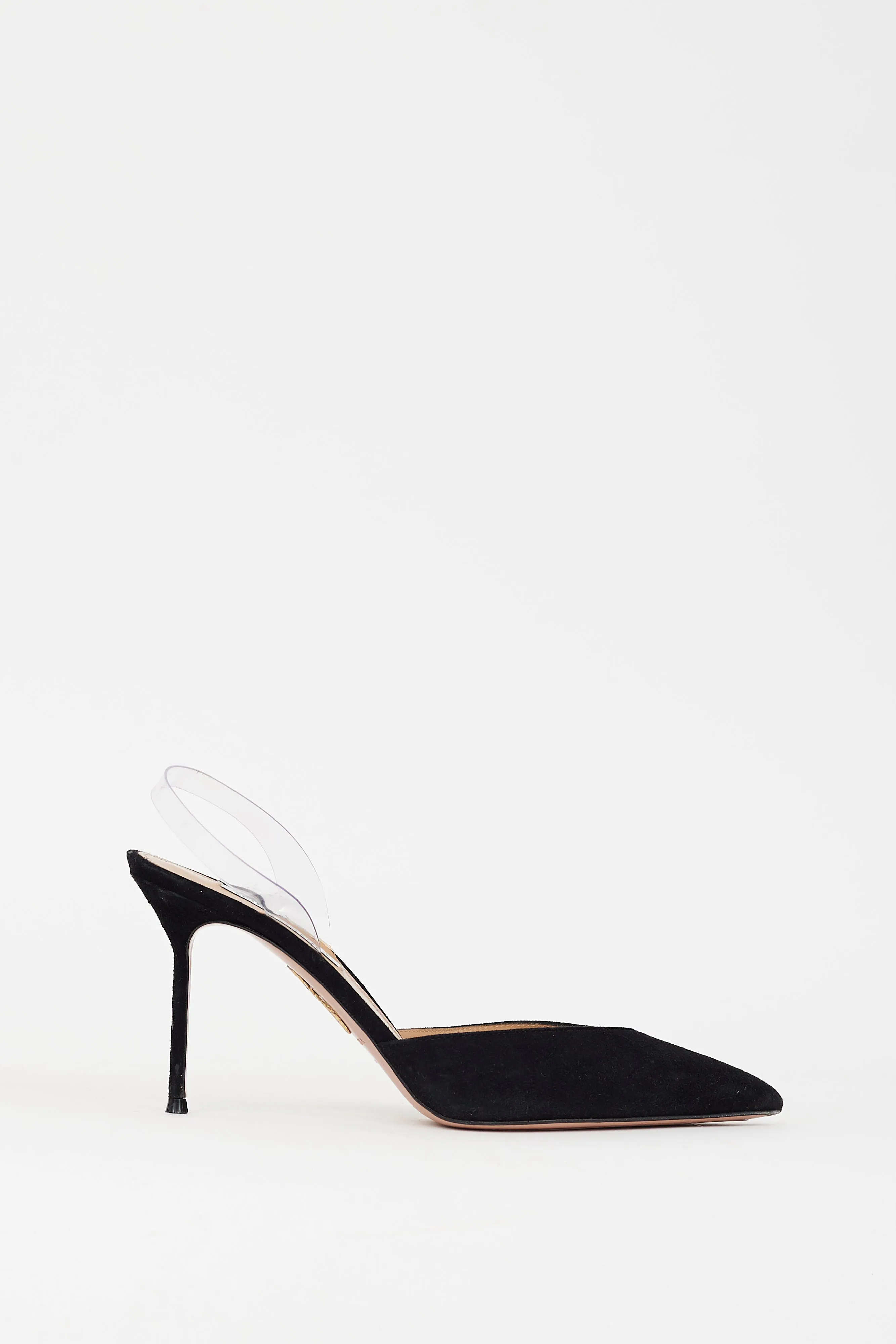Black Suede V Plexi Sling Pump