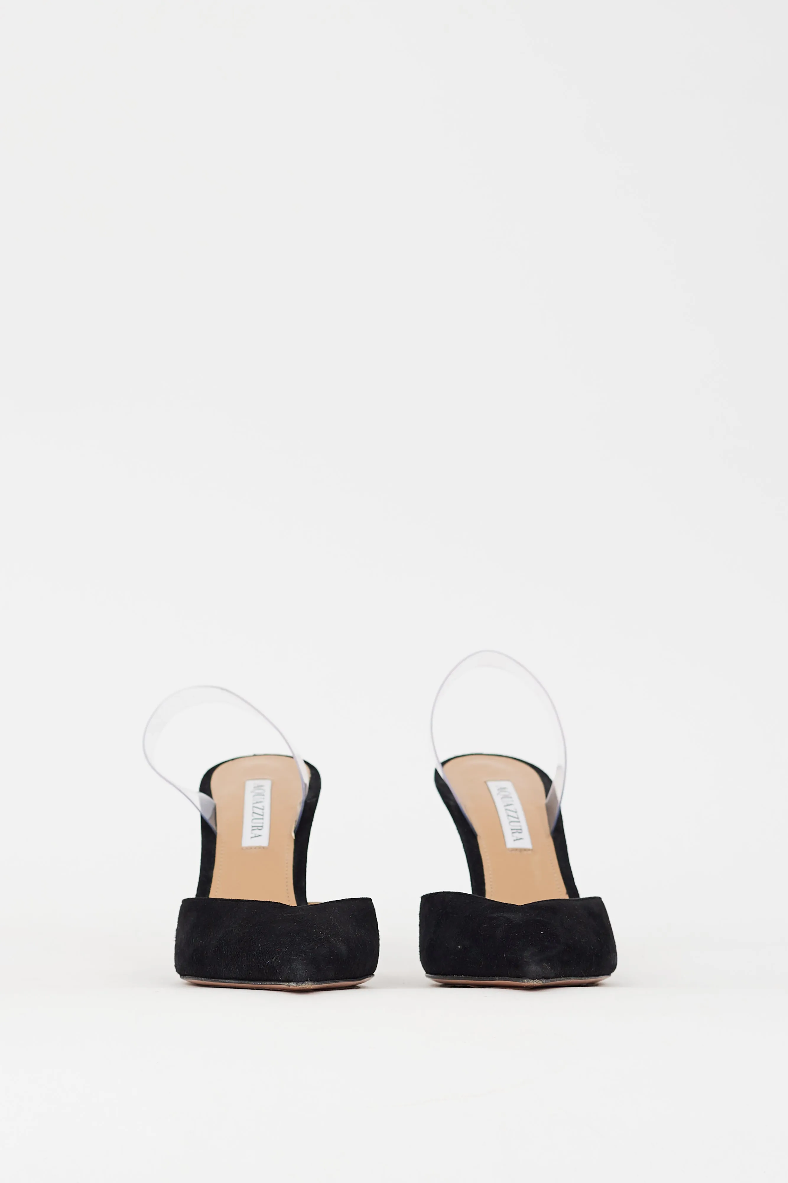 Black Suede V Plexi Sling Pump