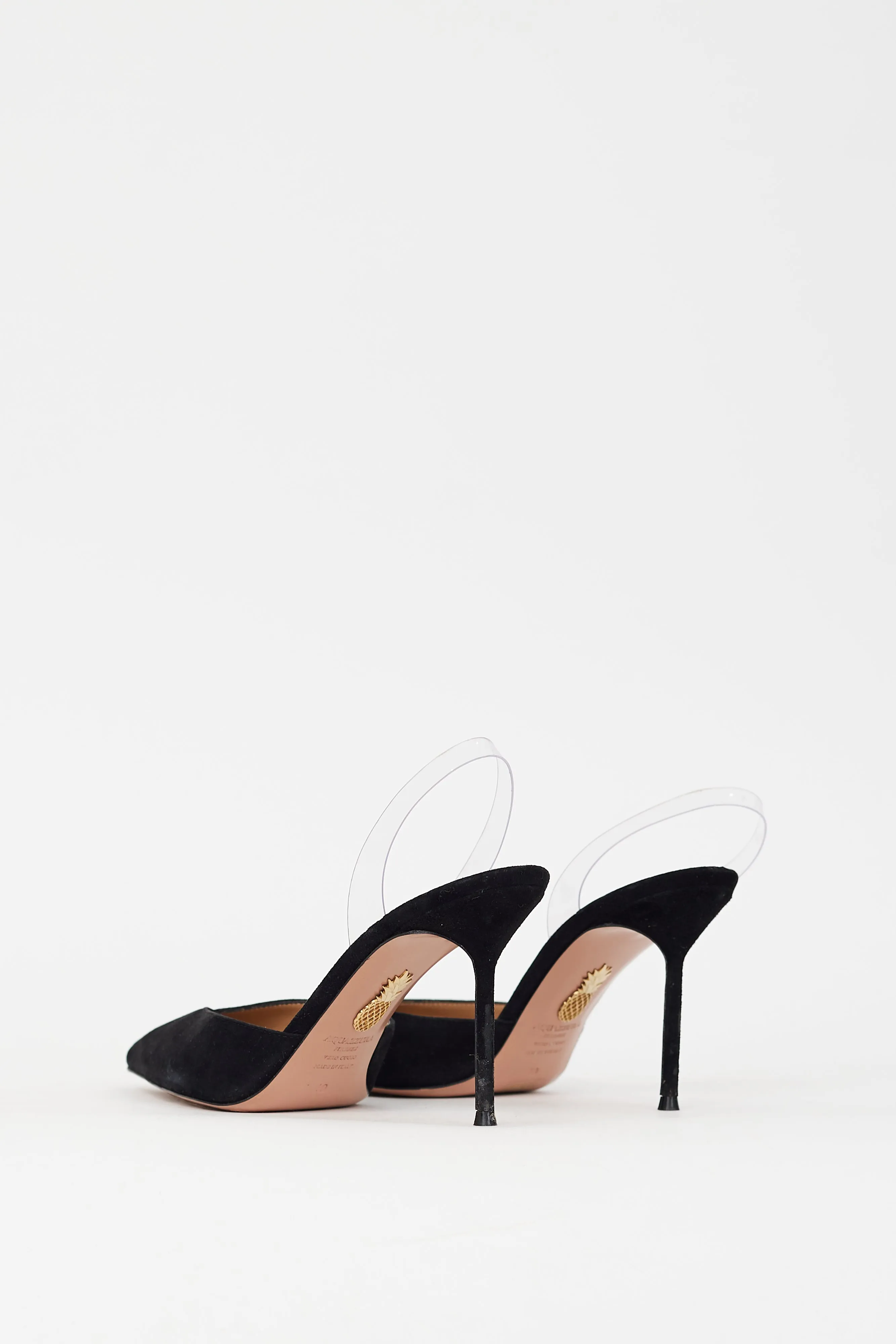 Black Suede V Plexi Sling Pump
