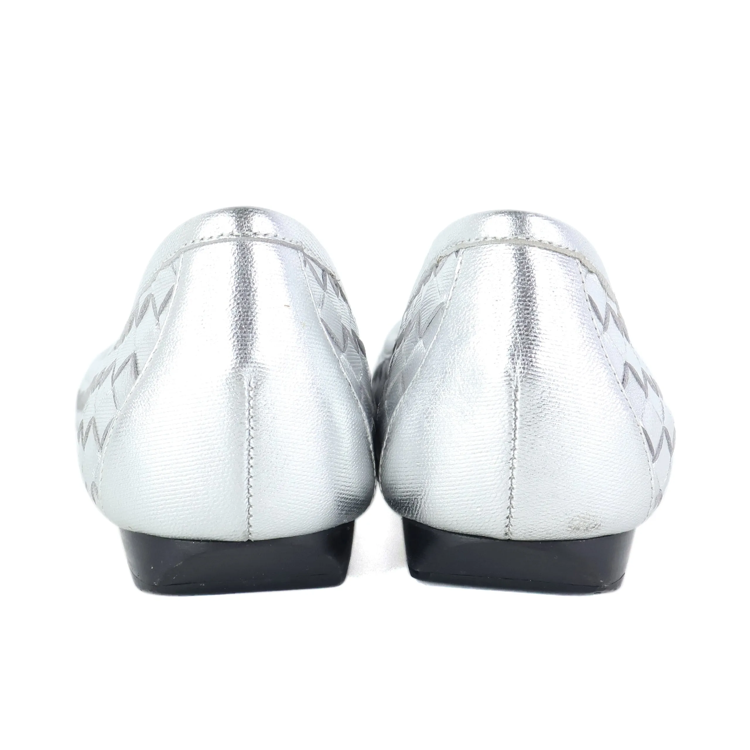 Bottega Veneta Flats Metallic Silver Intrecciato