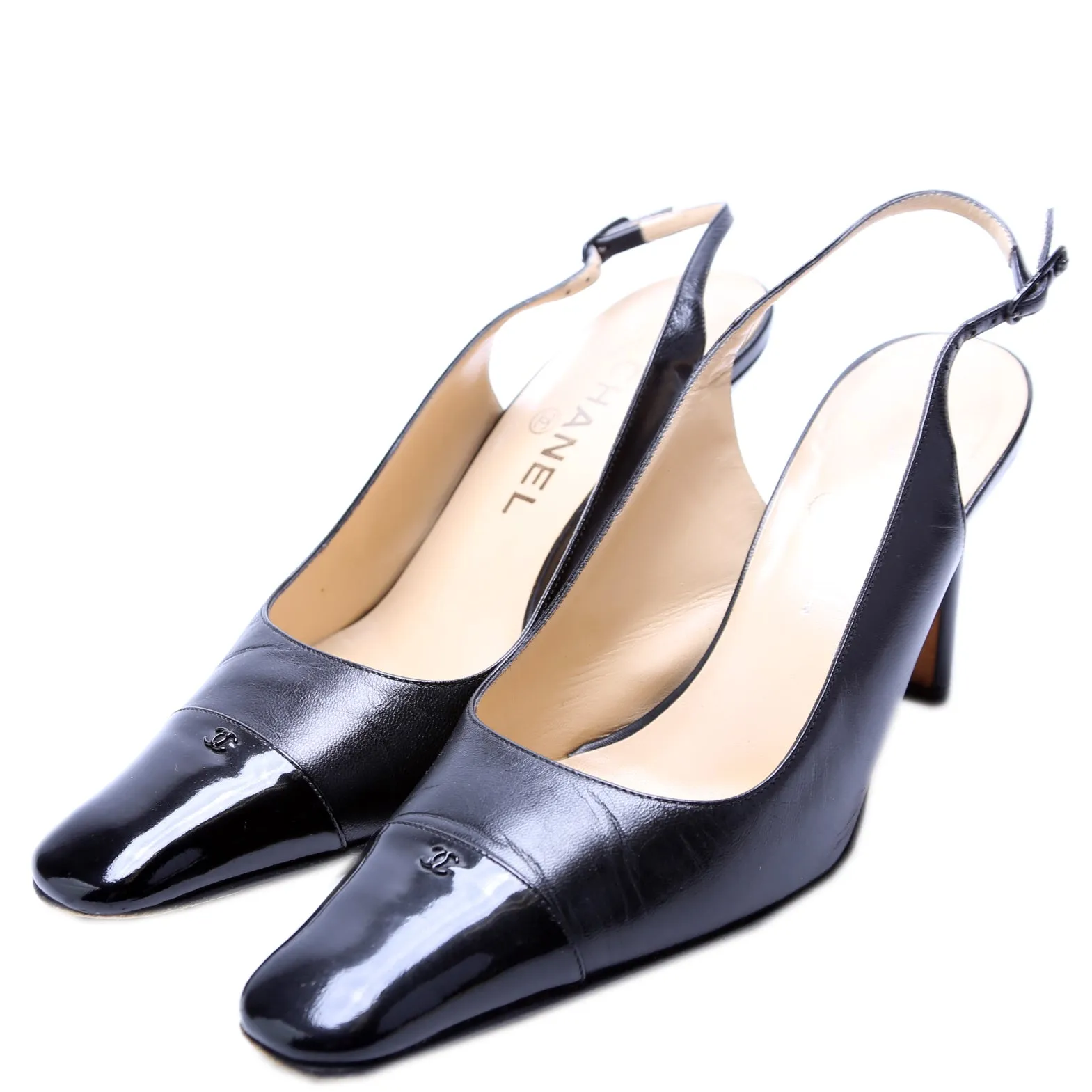Cap Toe Slingback Pumps Size 37.5