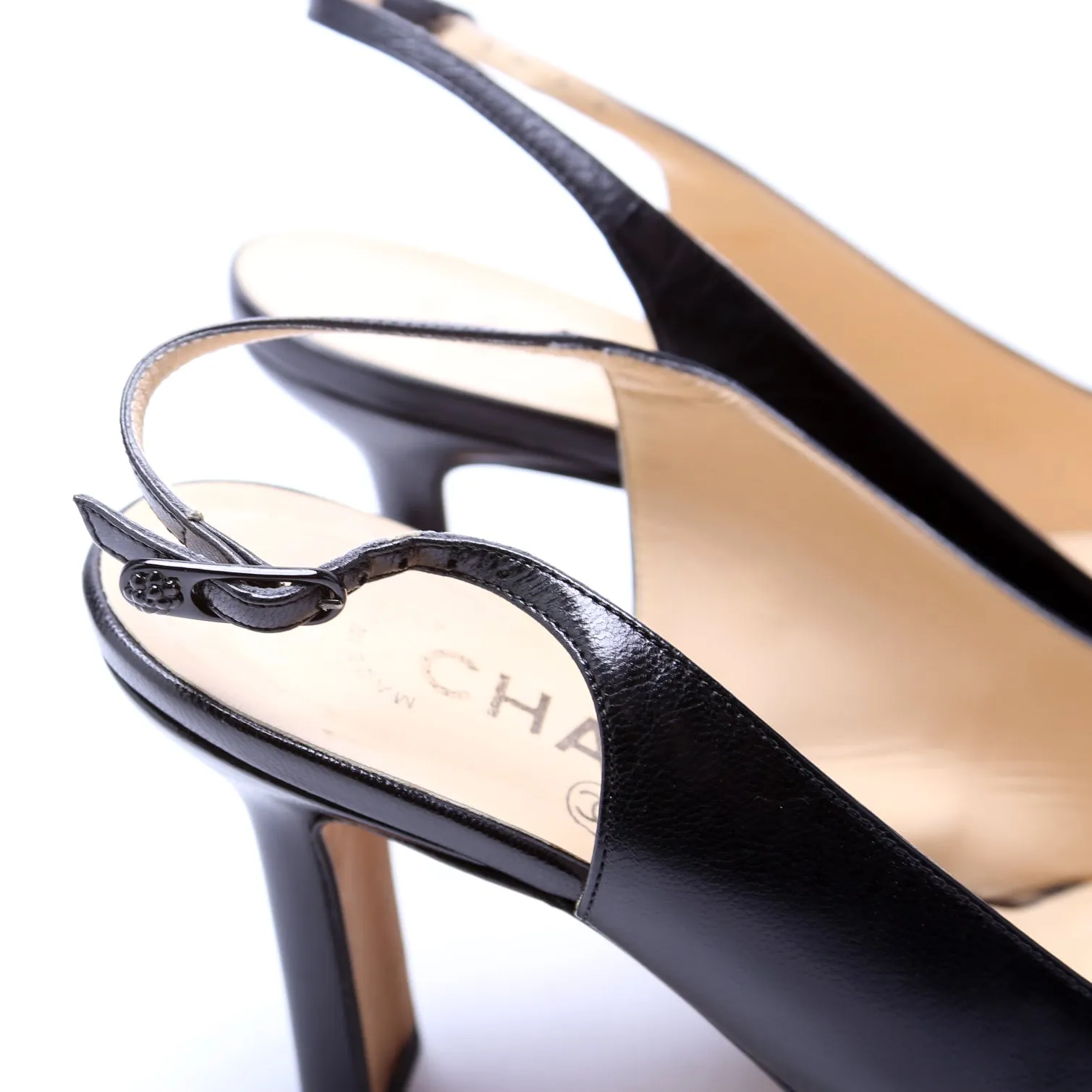 Cap Toe Slingback Pumps Size 37.5