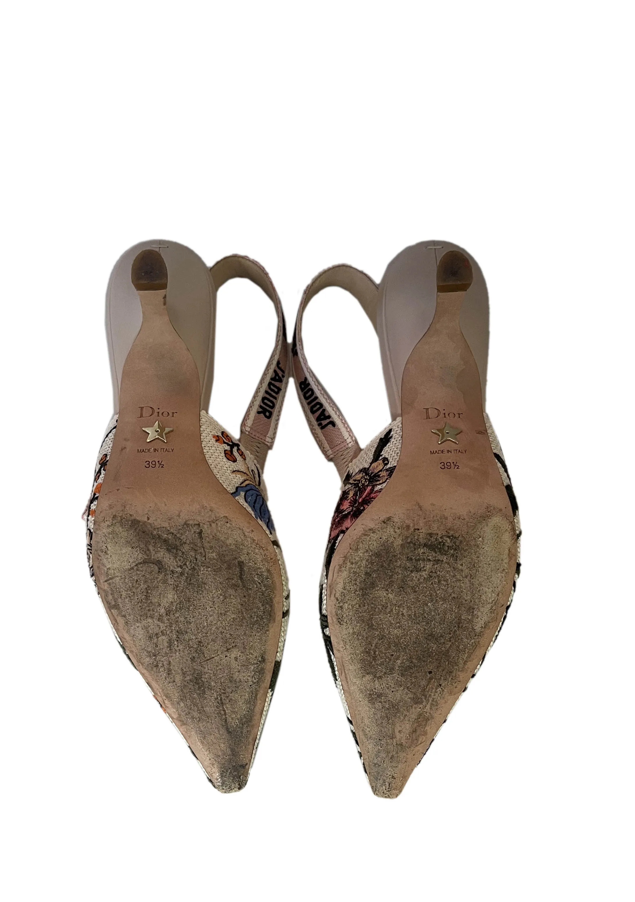 Dior Multicolor Floral Embroidered J'ADIOR Slingback Pumps sz 39.5