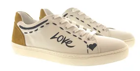 Dolce & Gabbana Men's White Leather Sneakers with "Love" Graffiti Design-EU39