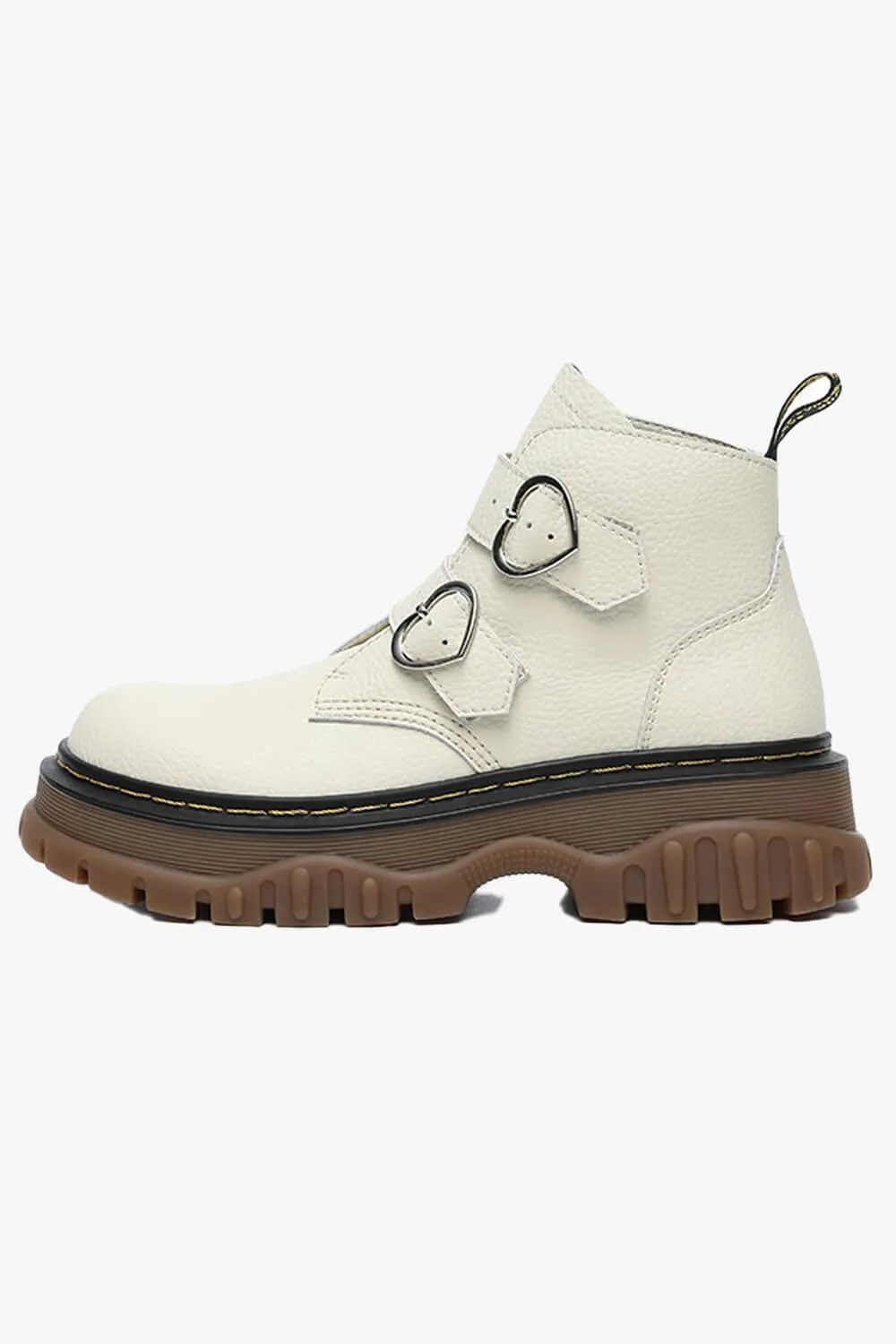 Double Heart Buckle Aesthetic Platform Boots