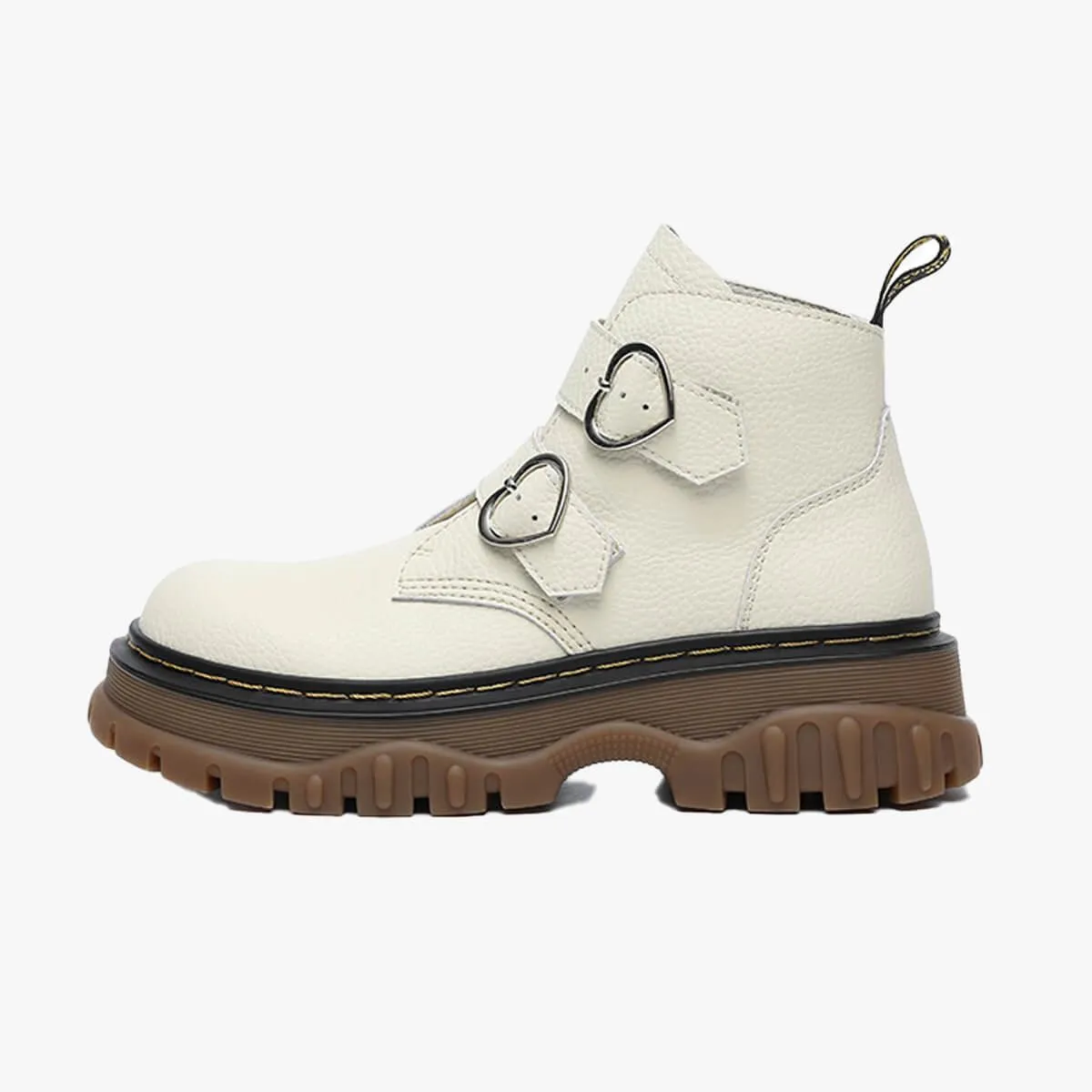 Double Heart Buckle Aesthetic Platform Boots
