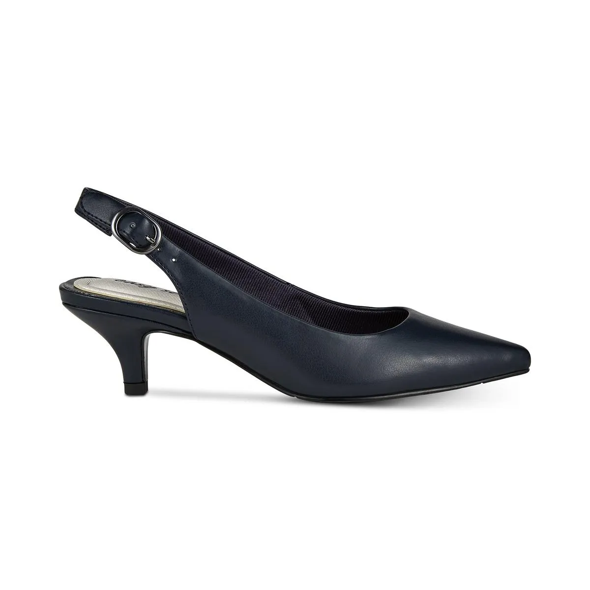 Easy Street Womens Faye Faux Leather Pointed Toe Kitten Heels