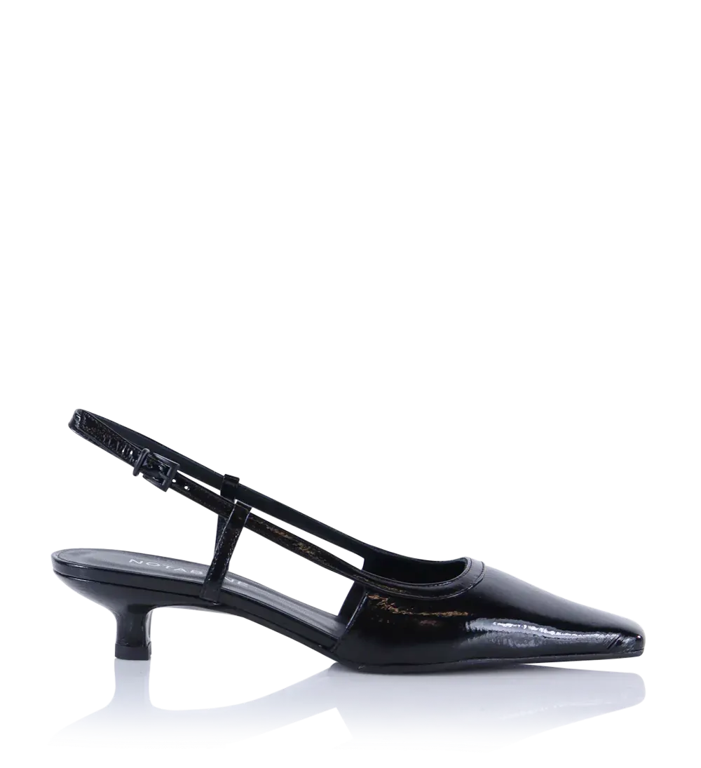 Elena 35 slingback stiletter, sort lak