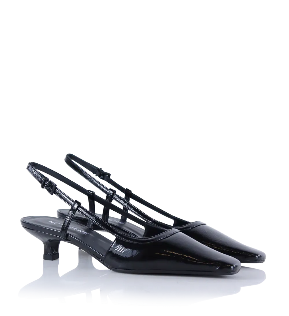 Elena 35 slingback stiletter, sort lak