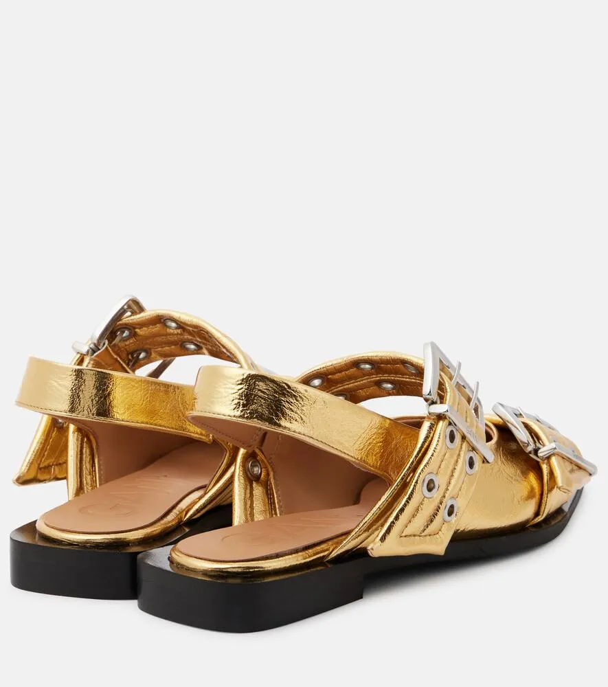Ganni Buckle faux leather ballet flats