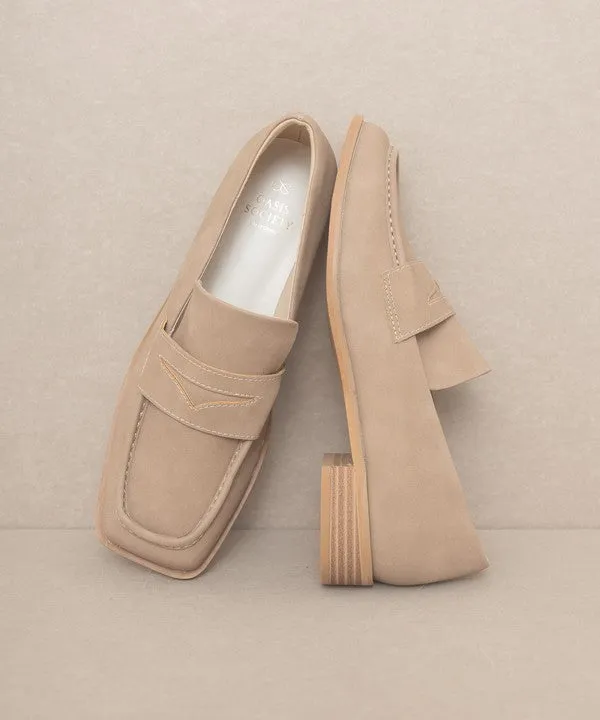 Genuine Leather June SquareToe Penny Loafers
