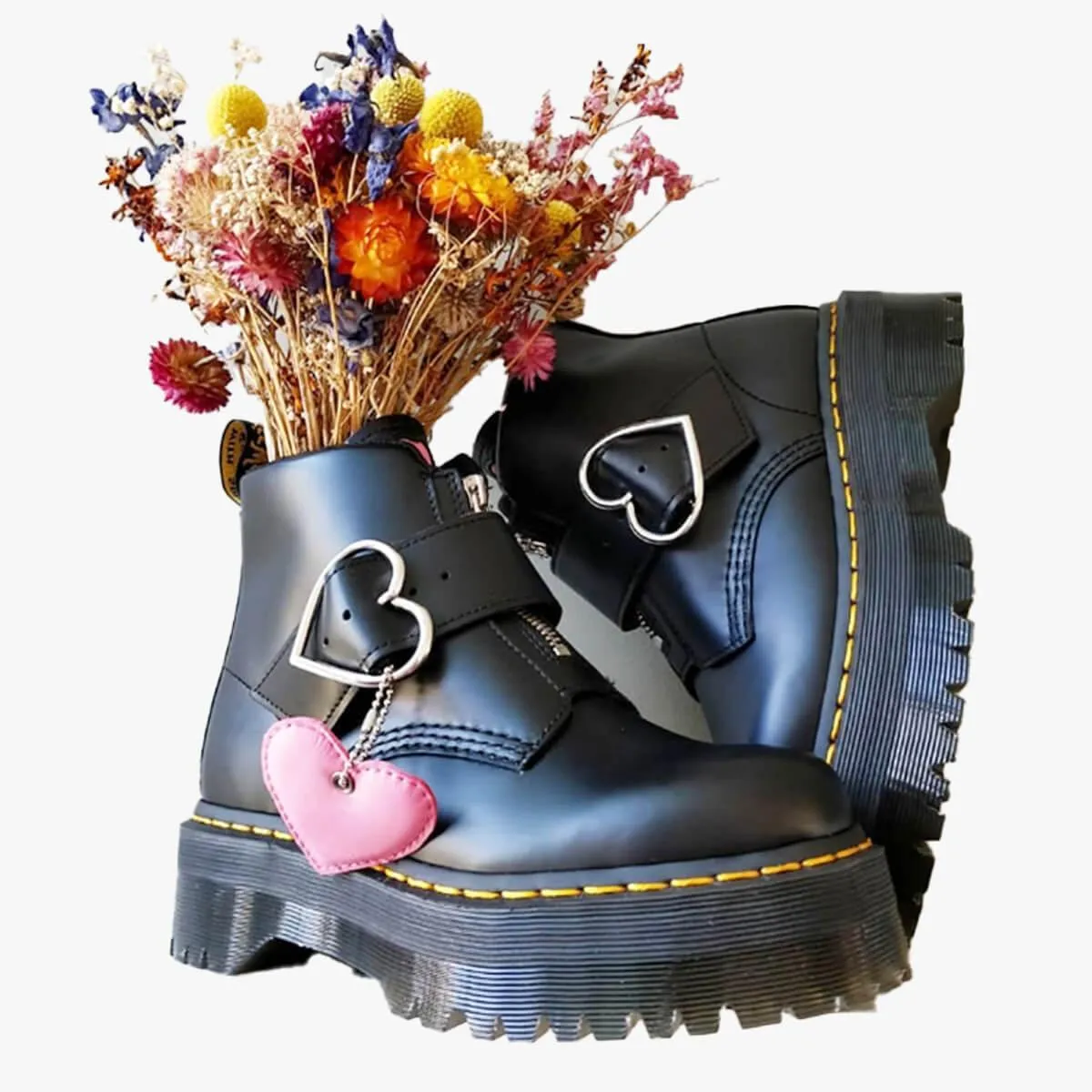 Heart Buckle Aesthetic Martens Boots