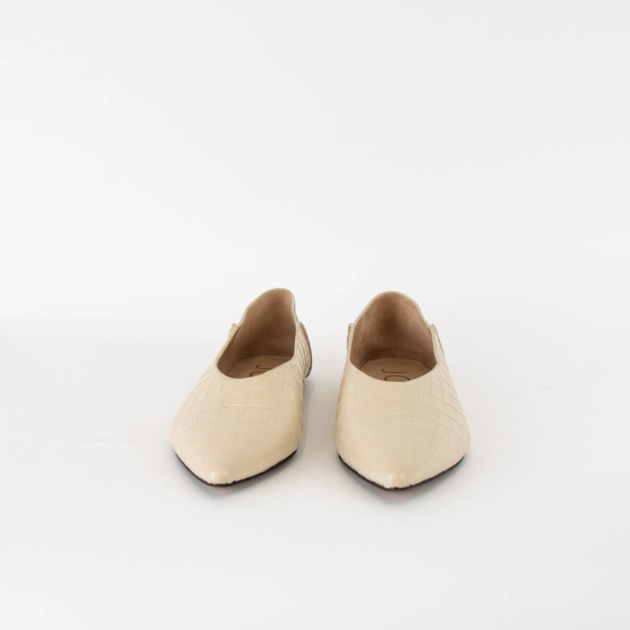 Joseph Cream Embossed Leather Flat  Pumps