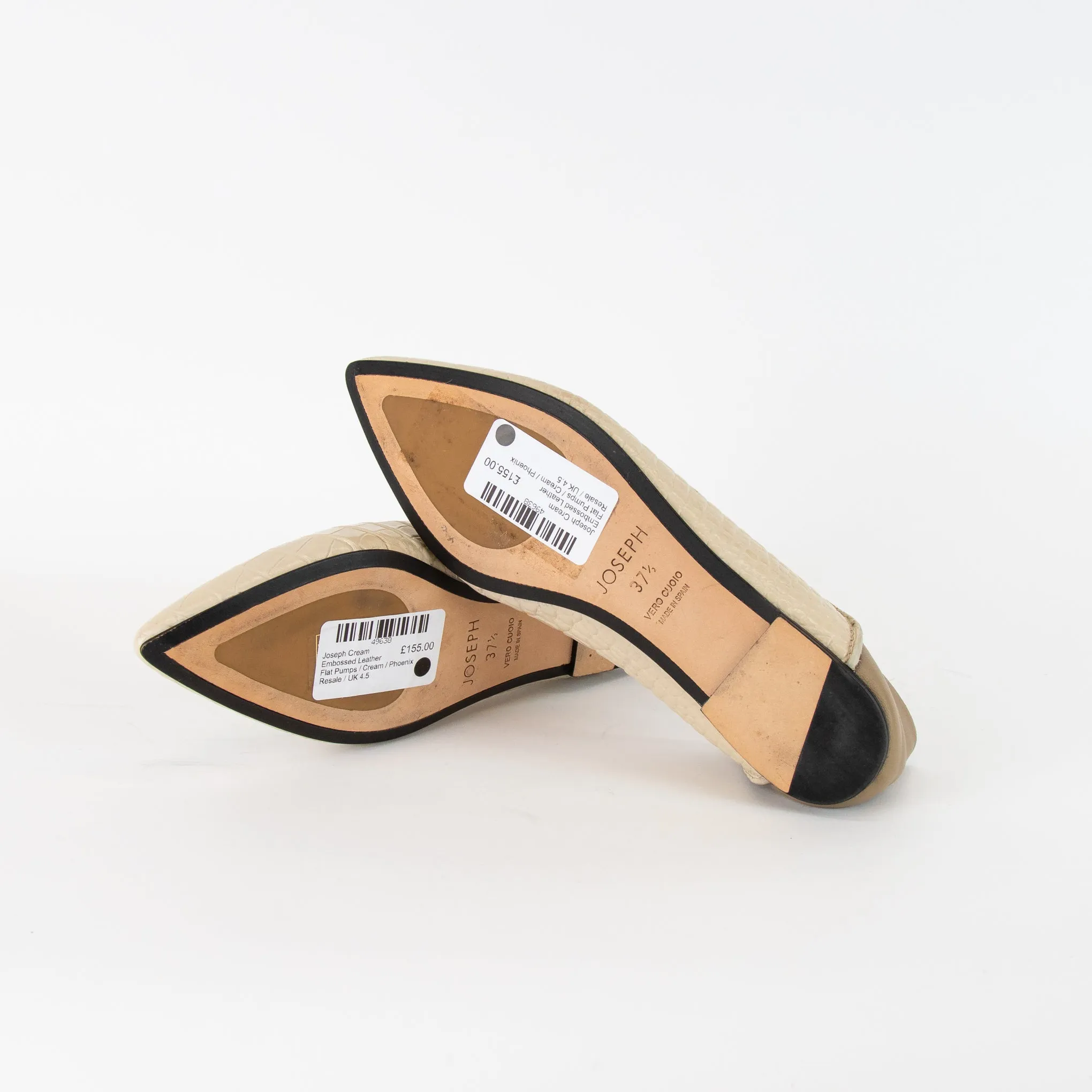 Joseph Cream Embossed Leather Flat  Pumps