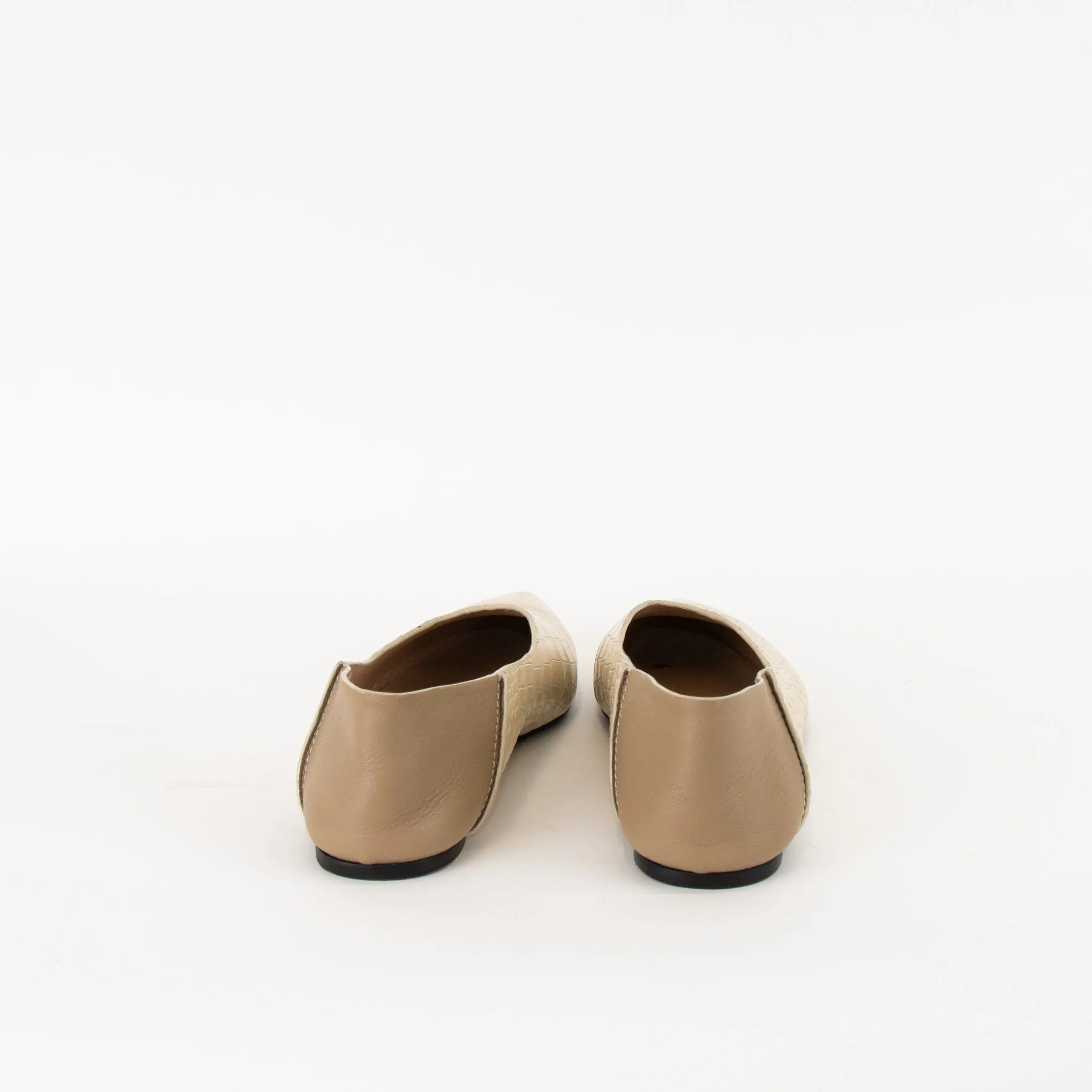 Joseph Cream Embossed Leather Flat  Pumps