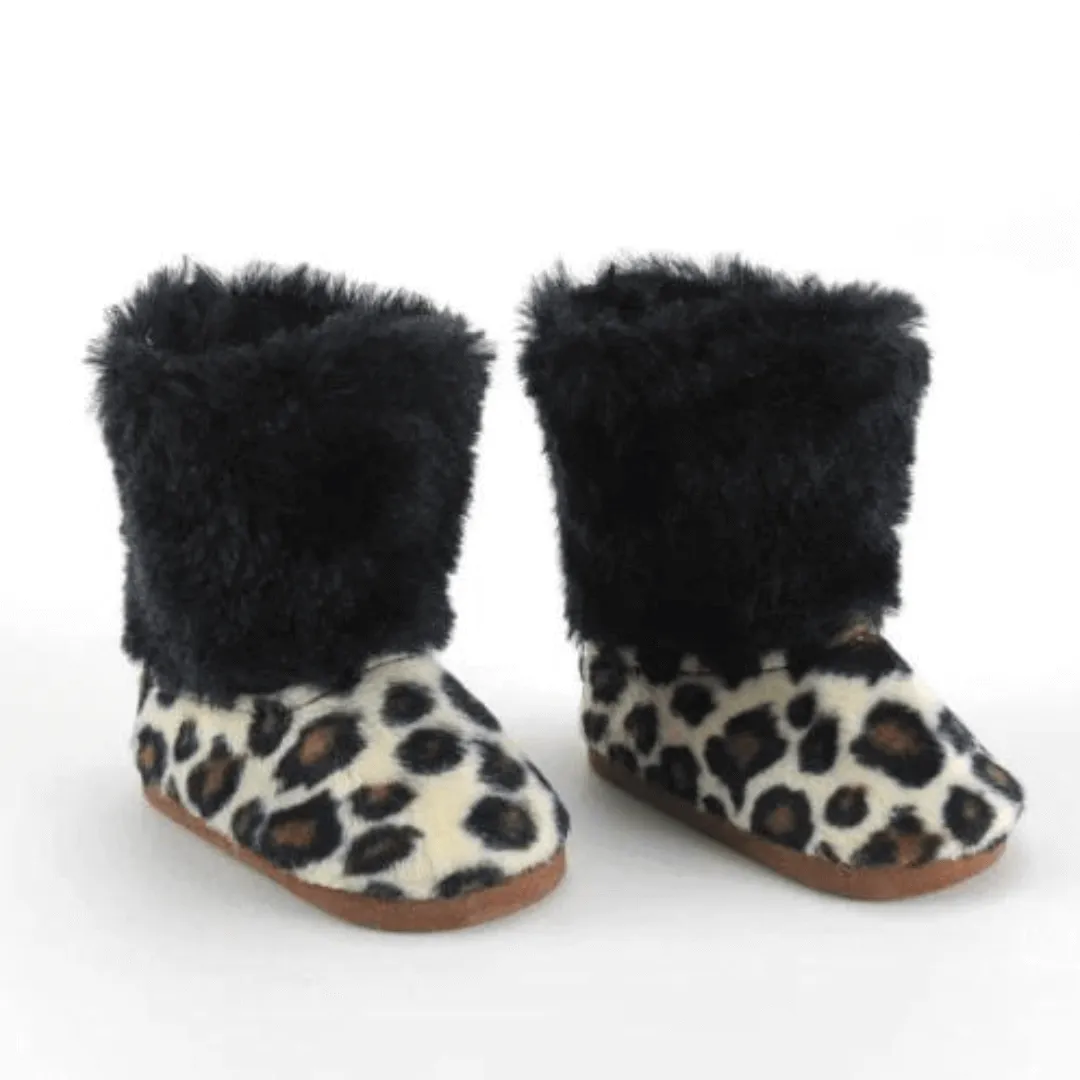 Leopard Print Furry Boots For 18" Dolls