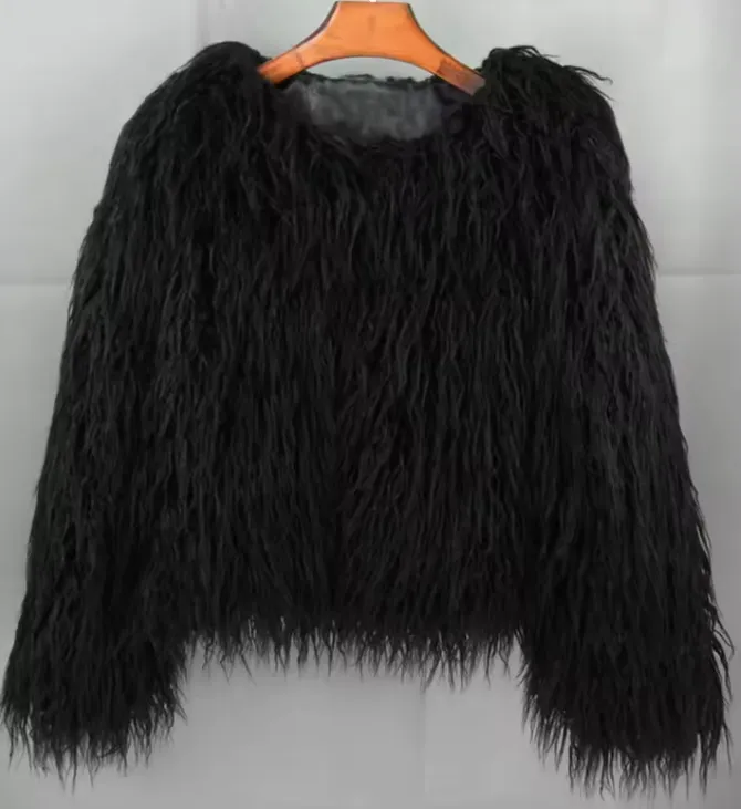 Mongolian faux fur jacket