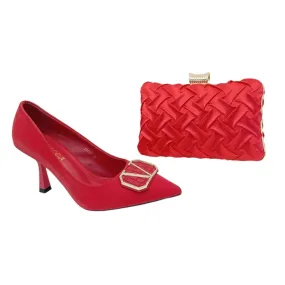 Pointed Toe Heels and Satin Clutch Bag Set