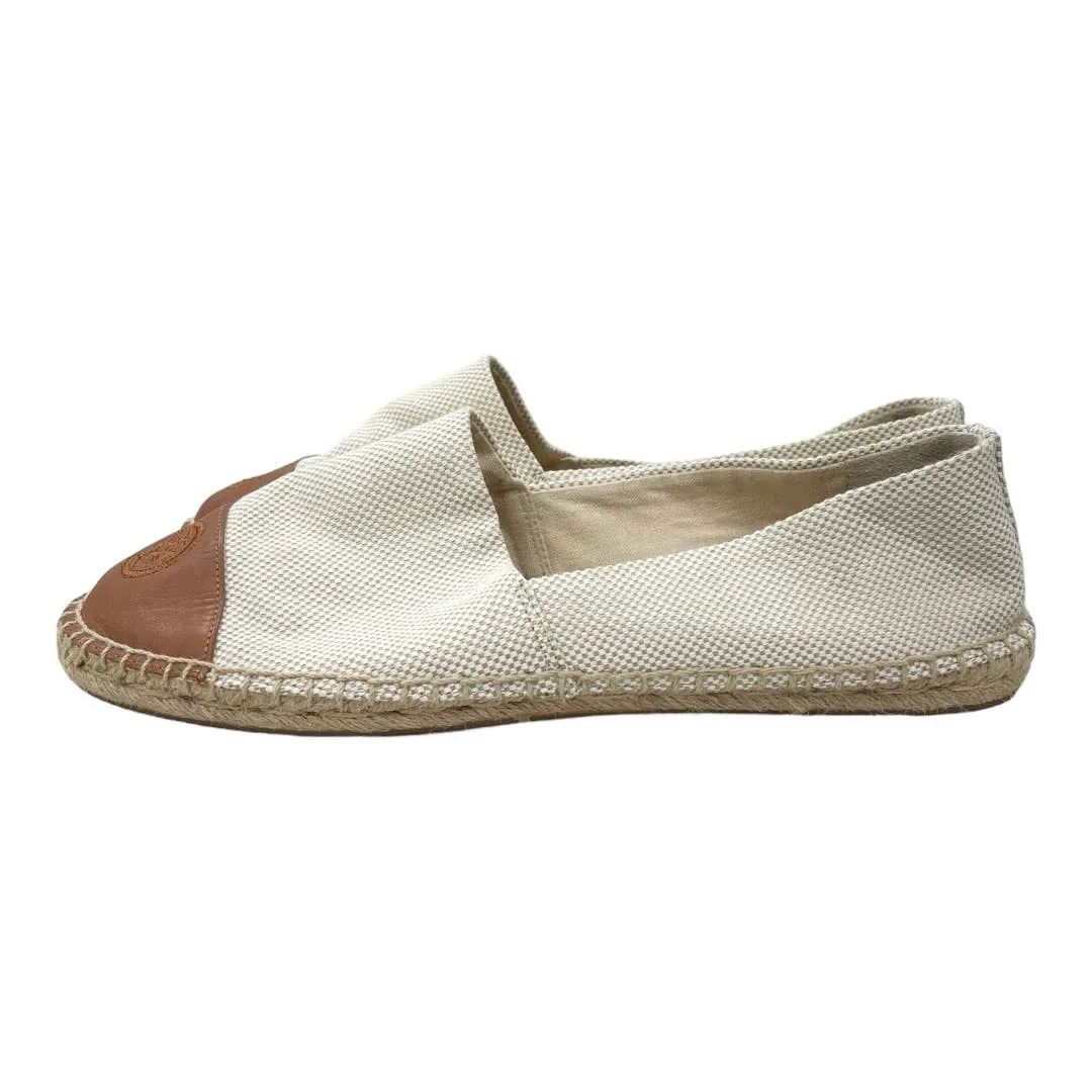 Tory Burch Colorblock Woven Canvas Leather Espadrilles Flats Shoes Size 11