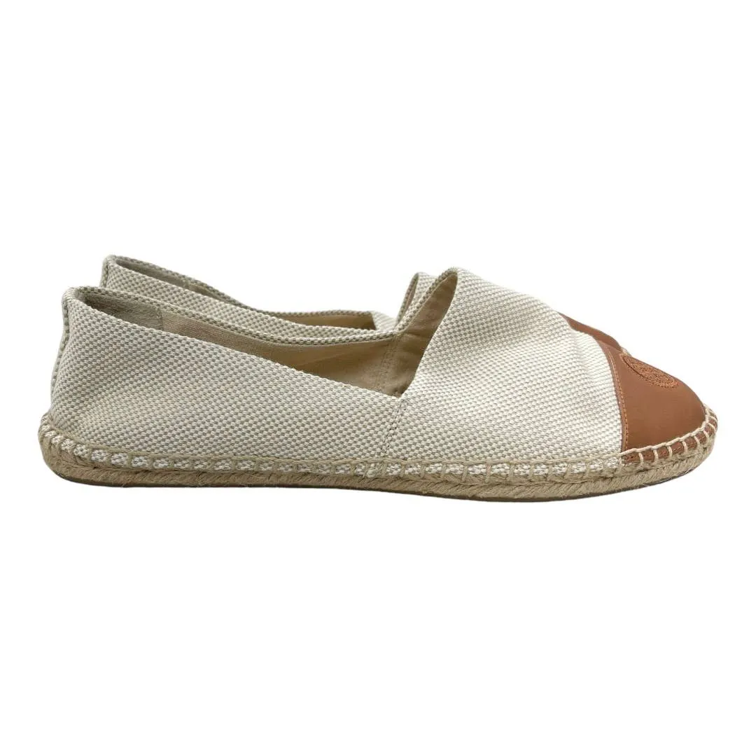 Tory Burch Colorblock Woven Canvas Leather Espadrilles Flats Shoes Size 11