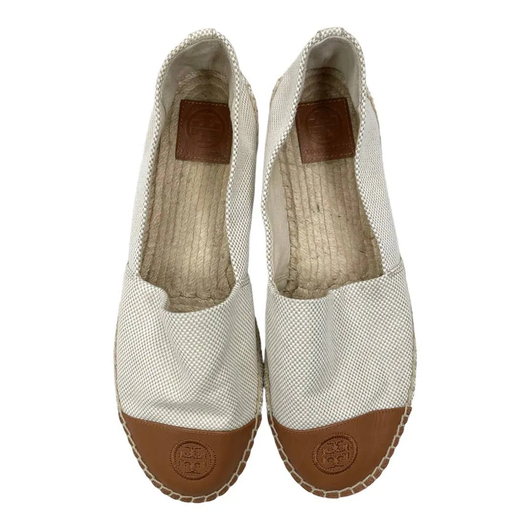 Tory Burch Colorblock Woven Canvas Leather Espadrilles Flats Shoes Size 11