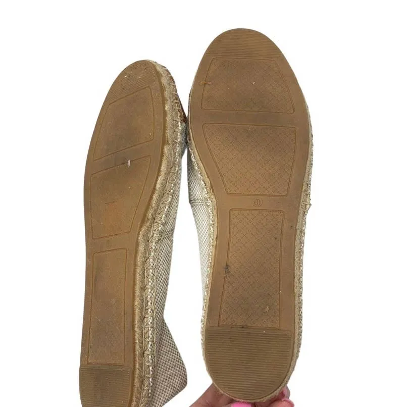 Tory Burch Colorblock Woven Canvas Leather Espadrilles Flats Shoes Size 11