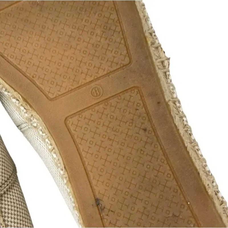 Tory Burch Colorblock Woven Canvas Leather Espadrilles Flats Shoes Size 11