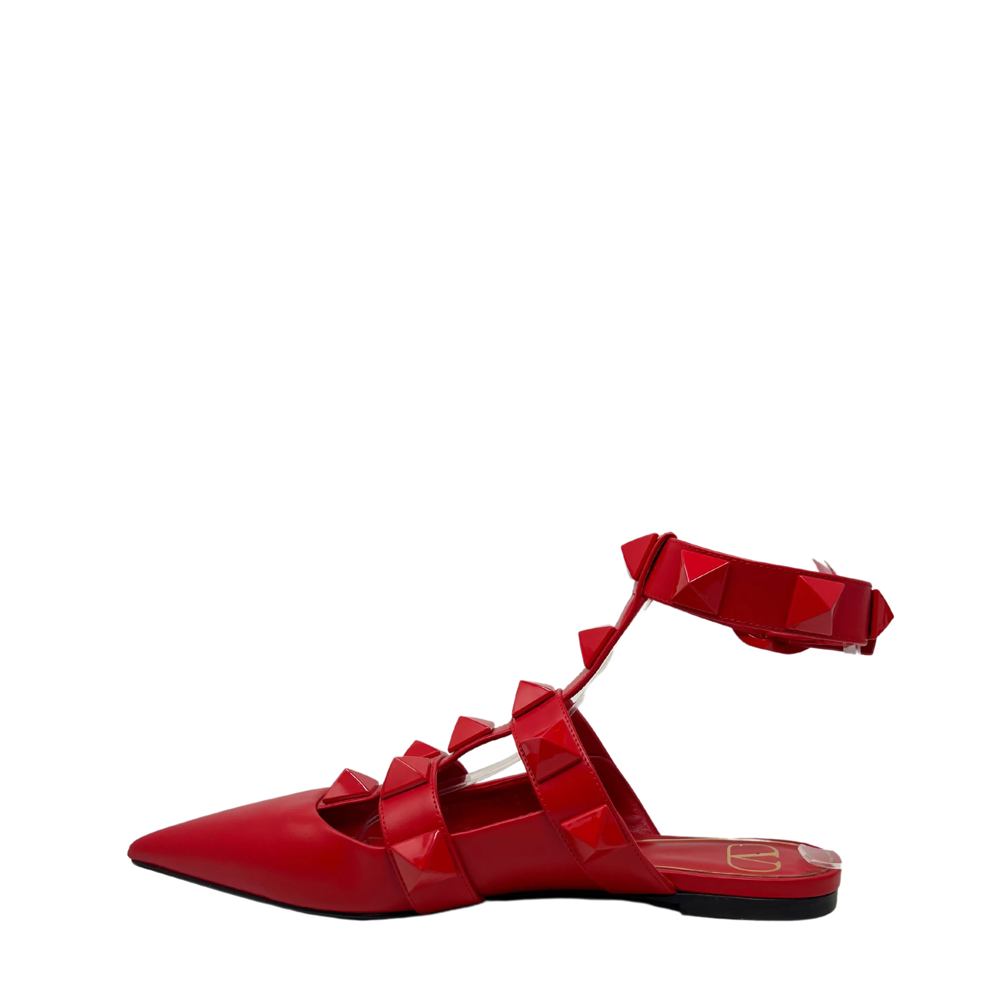 Valentino Red Roman Stud Flats - Size 37