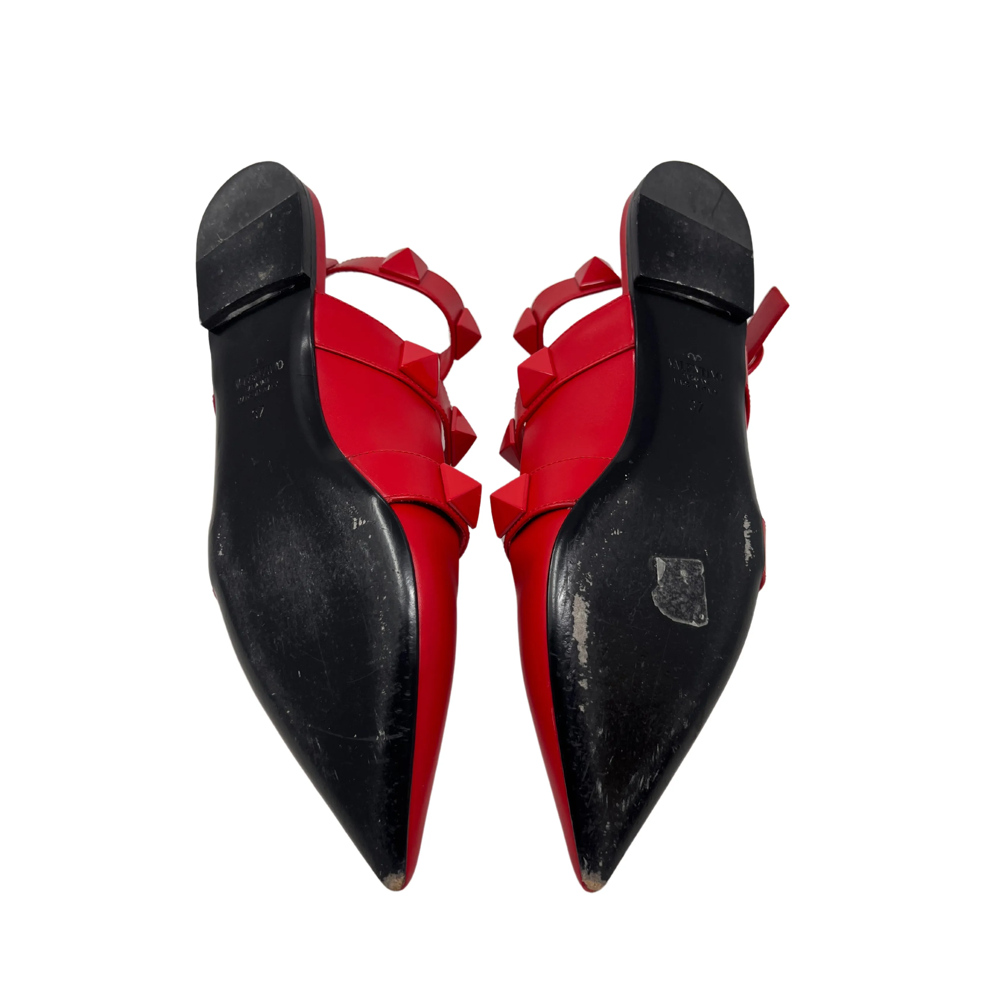 Valentino Red Roman Stud Flats - Size 37
