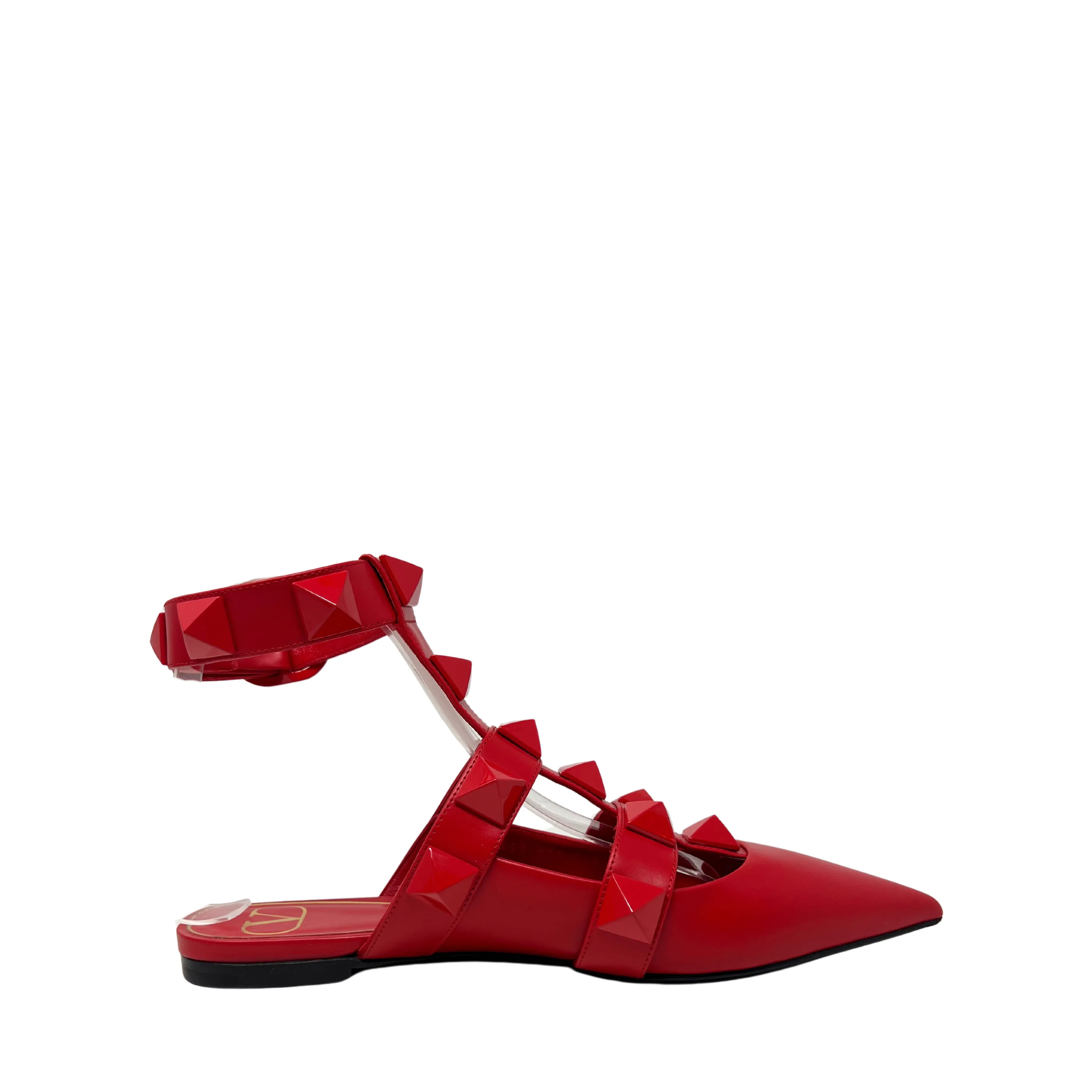 Valentino Red Roman Stud Flats - Size 37